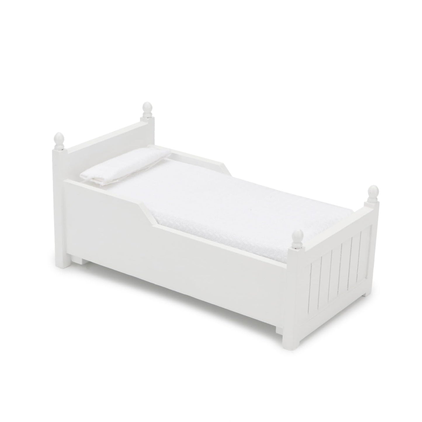 Miniature Table 1:12 Furniture & Dollhouse Miniature Bed with Drawer 1:12 Wooden Furniture European Bedroom Bedding Furniture Accessories with Pillow & Mattresses
