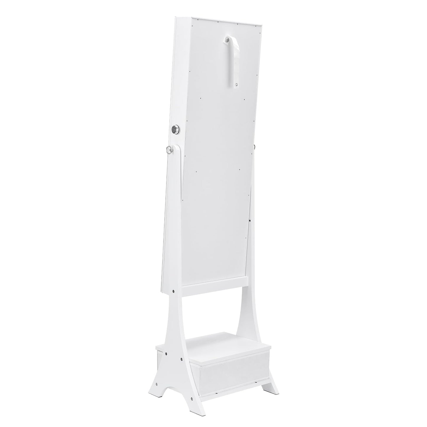 VEVOR Jewelry Cabinet Armoire, 62-Inch Tall Lockable Jewelry Organizer with Full-Length Mirror, LED Light, Velvet Lining, Drawer, Freestanding, White