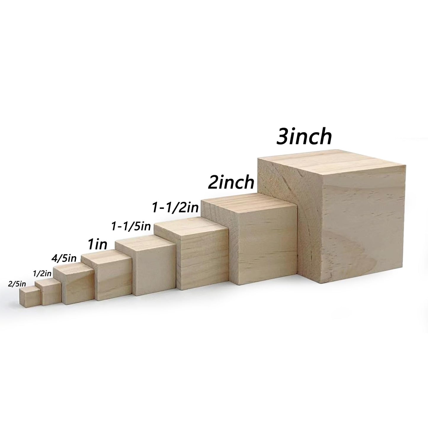 Wood Blocks for Crafts, Unfinished Wood Cubes, 2 Inch Natural Wooden Blocks, Pack of 8 Wood Square Blocks, Wooden Cubes for Arts and Crafts and DIY Projects