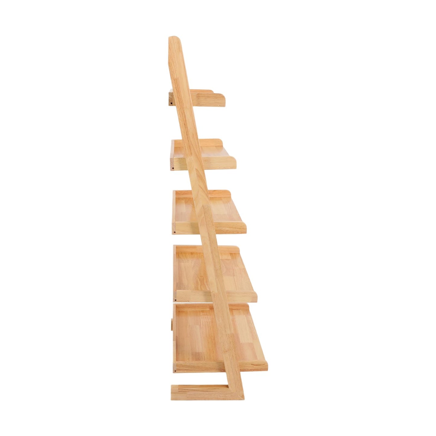 awolsrgiop Ladder Bookshelf, 5 Tier Leaning Bookshelf Leaning Ladder Shelf with Stable Structure Rustic Style Ladder Shelves Storage Rack for Living Rooms, Bedrooms, Study Rooms (Wood Color)