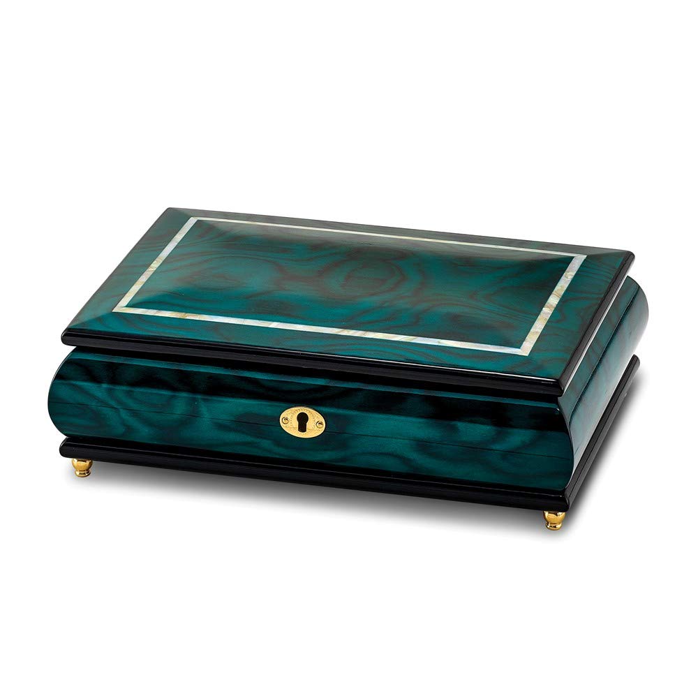 Jewels By Lux Walnut Burl Veneer W/mop Inlay Music Box Plays Waltz of The Flower