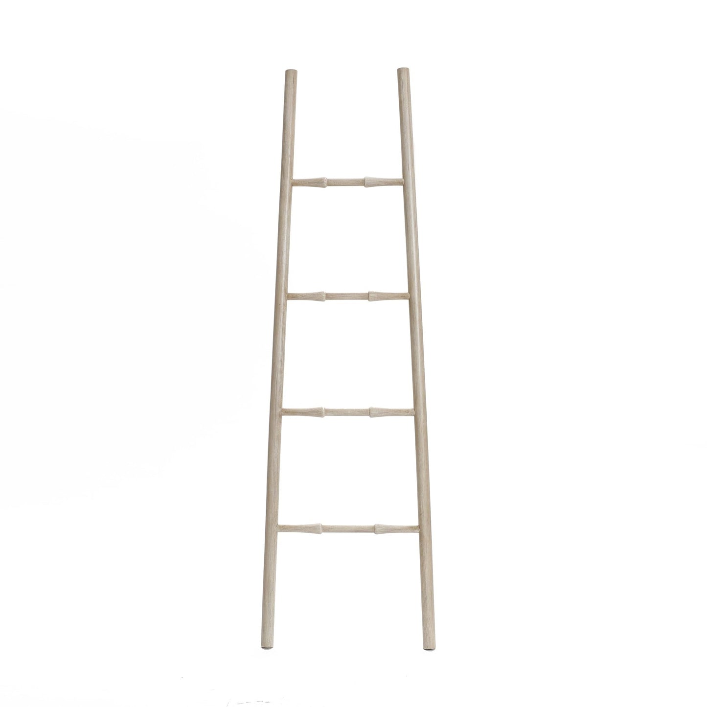 LuxenHome Rustic Blanket Ladder, 61'' Birch Wood 4-Rung Blanket Ladder, Farmhouse Towel Rack Stand for Bathroom Living Room Decor, Towel Holder House Furniture, Home Decor Accessories