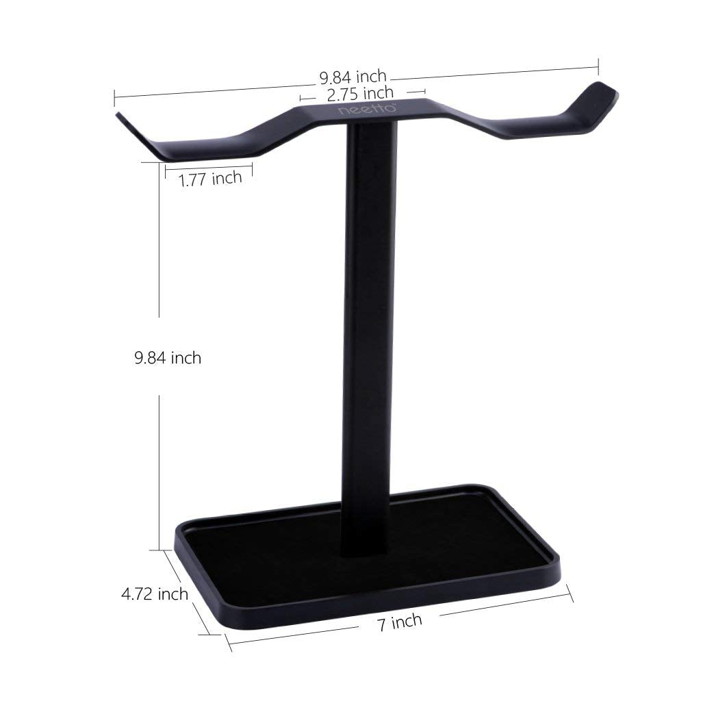 Avantree Neetto HS908 - Dual Headphones Stand for Desk, Aluminum Alloy & Metal Gaming Headsets Holder Hanger