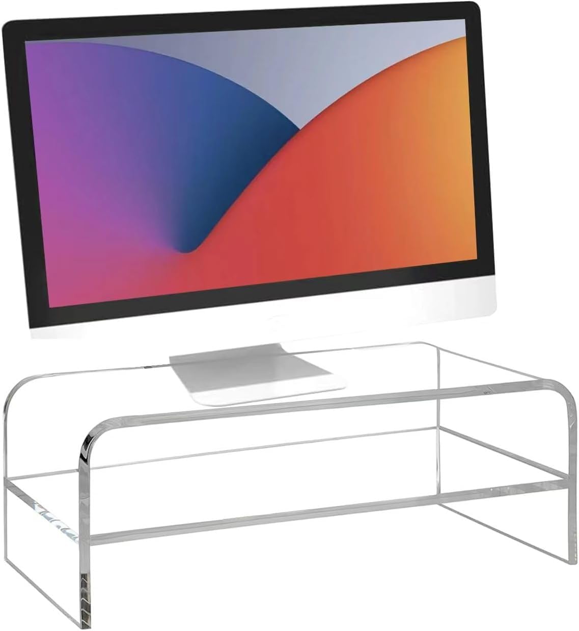 Generic Acrylic Monitor Stand, 2 Tier Computer Monitor Riser,16 inch Acrylic Computer Monitor Stand Riser for iMac, PC, Desktop, Laptop, TV Screen, clear