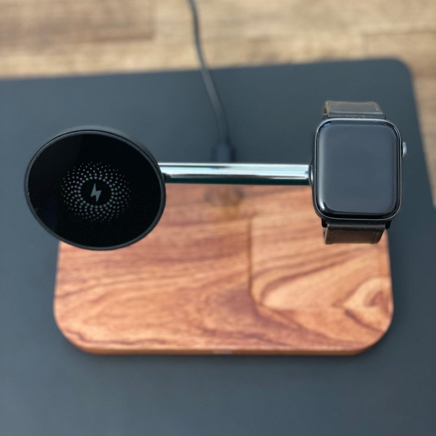 3-in-1 Real Natural Wood Wireless MagSafe Compatible Magnetic Charger Stand Station for Apple iPhone 17/16/15/14/13/12, Plus, Mini, Pro, ProMax, Apple Watch AirPods, Fast Charging 15W