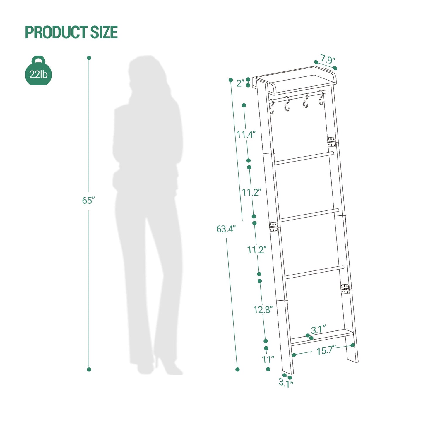 Hzuaneri Blanket Ladder Shelf for Living Room BR02105B BR35805B