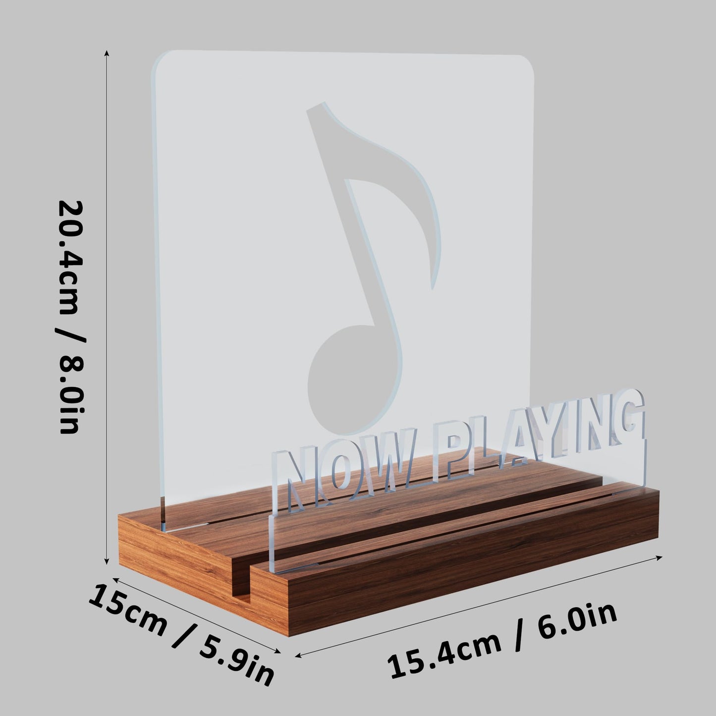 CoolGift Mart Now Playing Vinyl Record Stand, Light up Record Holder, Wooden Acrylic Display with Warm White Lights for Albums, Room Decor, for Vinyl Lovers