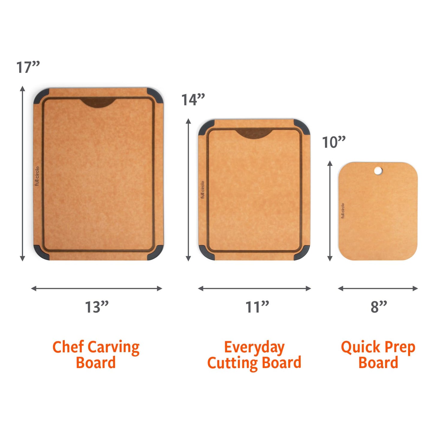 Full Circle Better-Than-Wood Everyday Cutting Board – 11”x14" – Dishwasher Safe, Reversible & Lightweight, Ultradurable Wood Composite Construction, Non-Slip Feet with Juice Groove