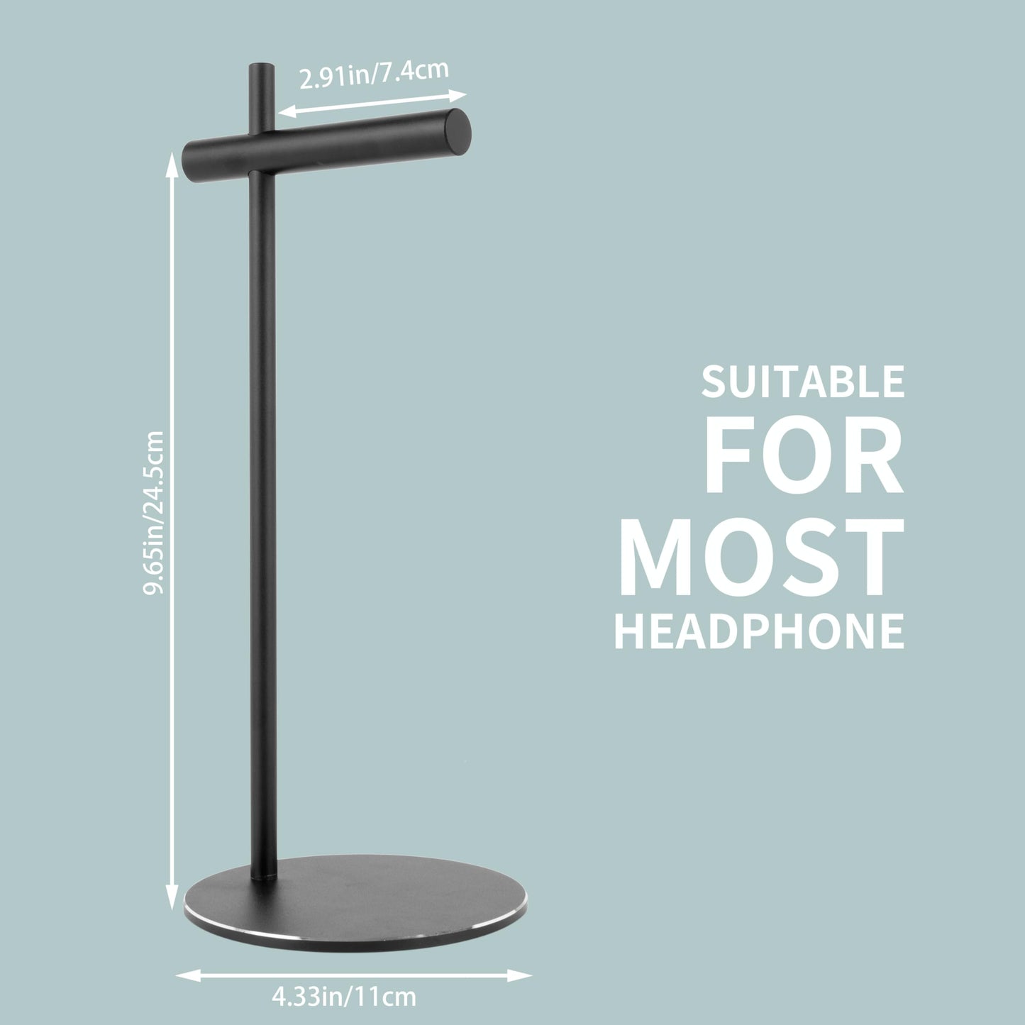 LinNature Aluminum Alloy Headphone Stand for Desk with Non-Slip Base - Universal headset stand Compatible with Over-Ear, On-Ear and Neckband Headphones (Black)