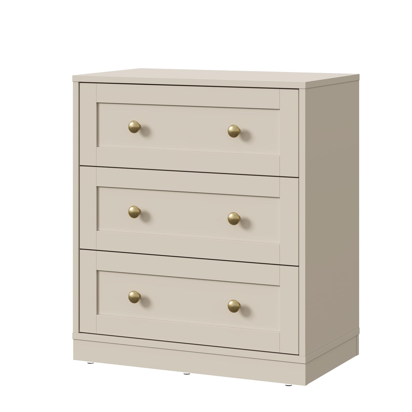 RoyalCraft Small 3 Drawer Dresser Set of 2, Beige Dresser for Bedroom, Wood Nightstand with Drawers, Modern Chest of Drawers for Closet, Living Room, Entryway