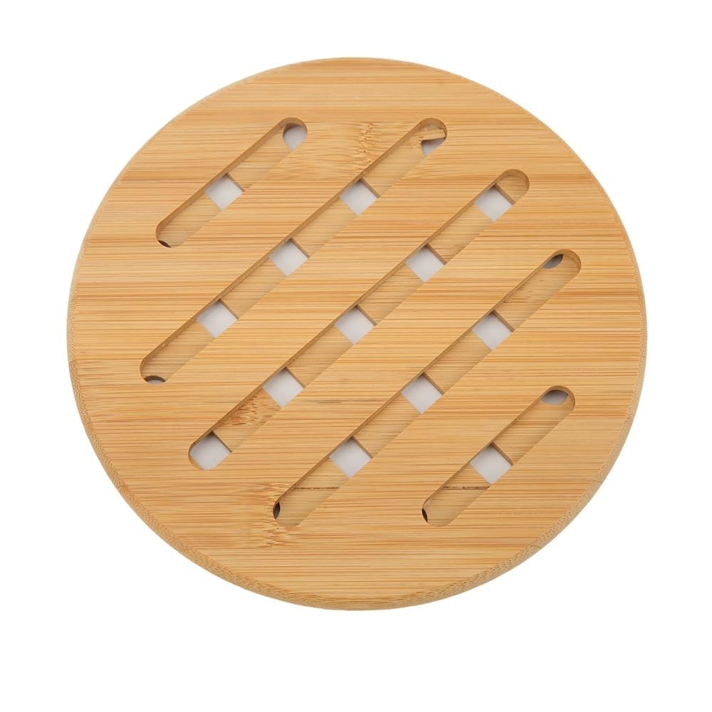Anu Limen 5 Pcs Wooden Trivet Set - Heat Proof Hot Pads for Pots and Bowls, Non-Slip Insulation Mats for Kitchen Table Protection(Round)