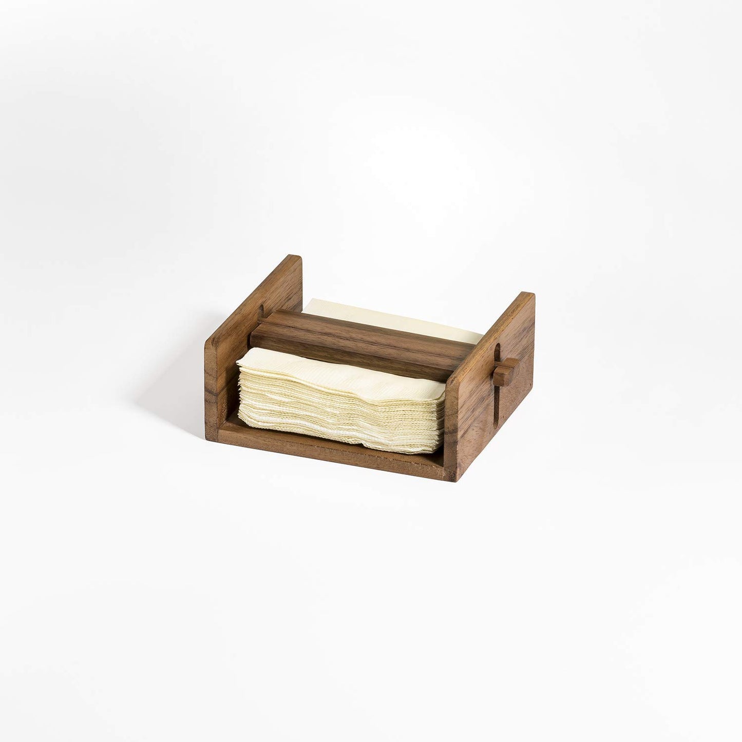 Kalmar Home Acacia Wood 5 Inch Cocktail Napkin Holder