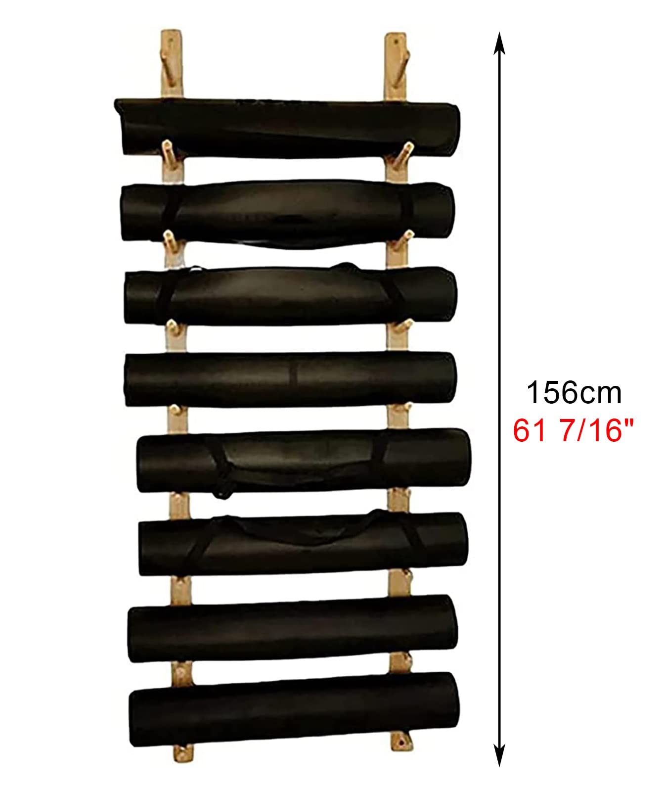 Yoga Mat Holder 9 Layer Wood Yoga Mat Holder for Commercial Gym, Wall Mount Home Yoga Mat Storage Racks for Hanging Exercise Mats, Freestanding Display Shelf