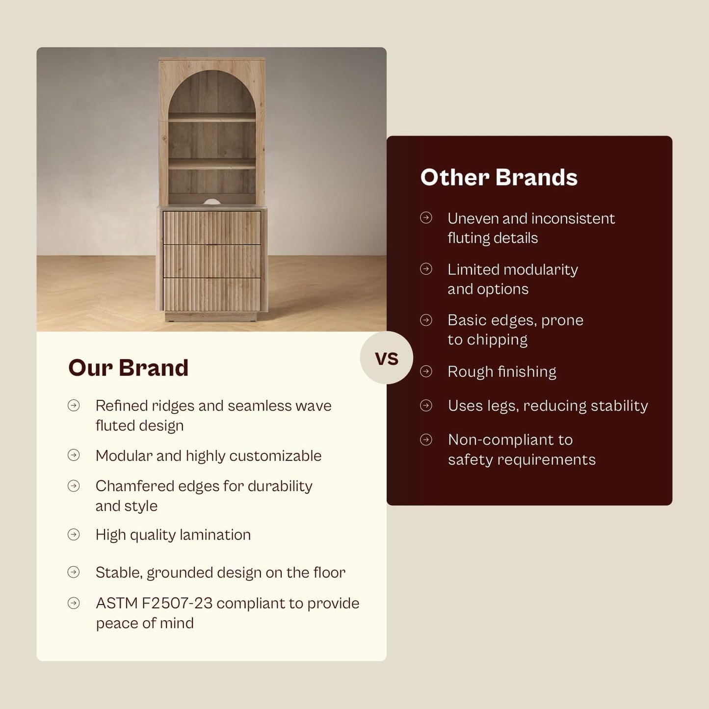 mopio Brooklyn 3 Drawer Bookcase for Bedroom, Chest of Bookcase, Wood Shelf Organizer, Modern Farmhouse, Tall Night Stand, Enhanced Safety, Sturdy Compliant Oak (Oak w Hutch)