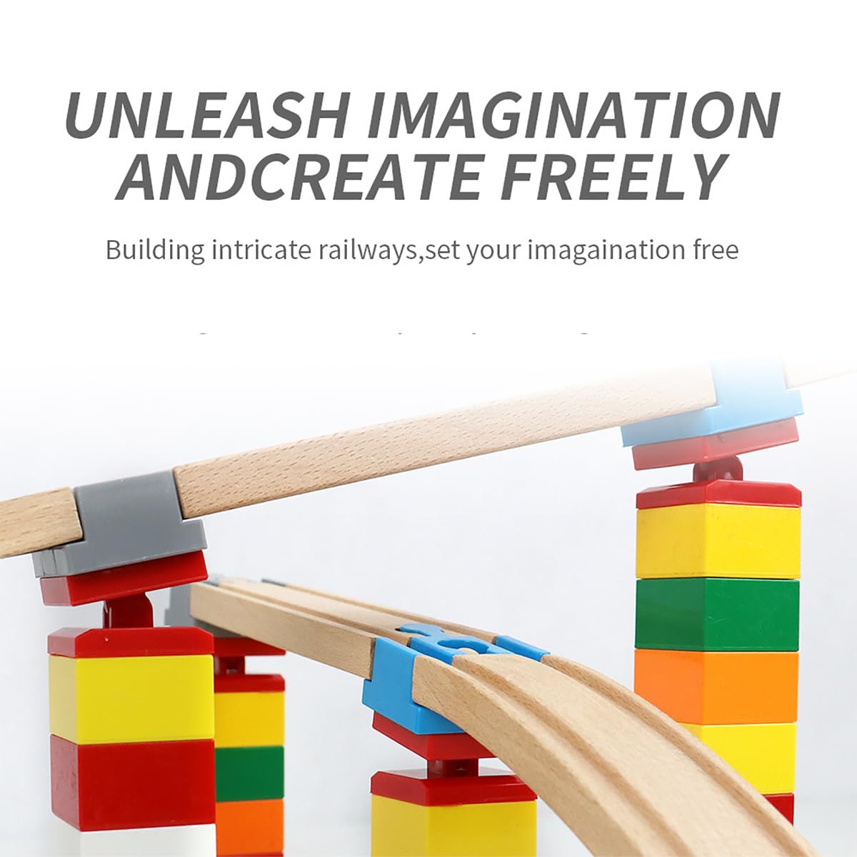 Wooden Train Track Accessories, 20 pcs Wooden Track Connector, Compatible with All Major Brands Wood Train Track, Christmas Birthday Gift for Boys Girls, Train Toys Expansion Pack for Kids Ages 3+