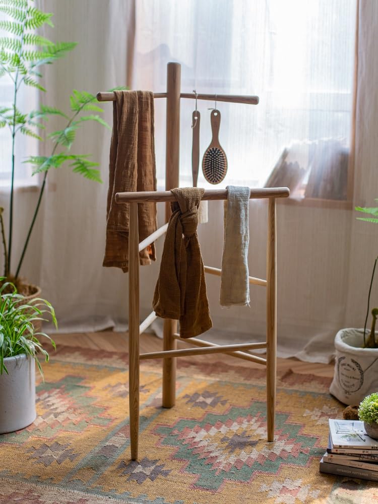 NMGMJQ Towel Stand Holder Wooden Towel Stand Free Standing Towel Rack Towel Holder Stand Hand Towel Drying Rack Floor Standing Blanket Holder