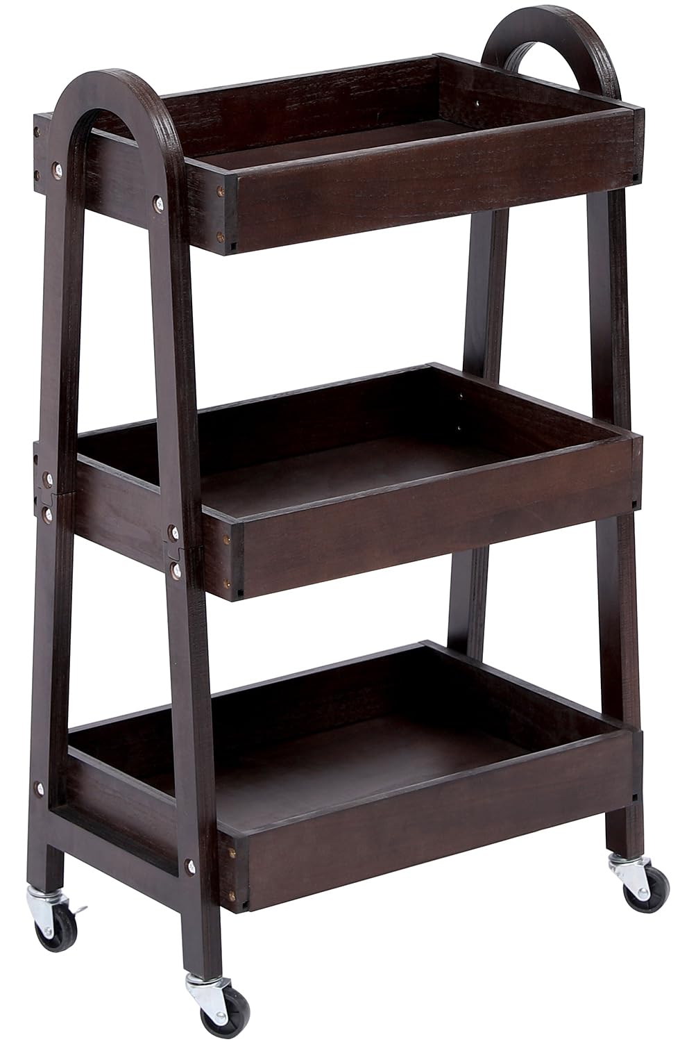 3 Tier Rolling Craft Cart Slim Rolling Storage Cart Wooden Cart on Wheels Bathroom Organizer Rolling Utility Cart Mobile Shelving Unit for Kitchen Bathroom Laundry Narrow Places (Black)