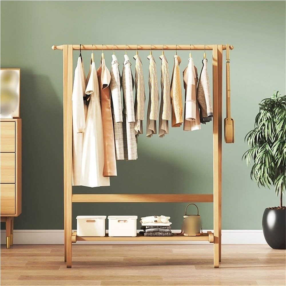 Wasdfzxc Coat Rack, Hanging Racks, Wooden Clothes Rack, Drying Racks with Shelf, Simple Costume Rack for Bedroom, Living Room, Small Space(Brown,31.5x18.1x57.1in)