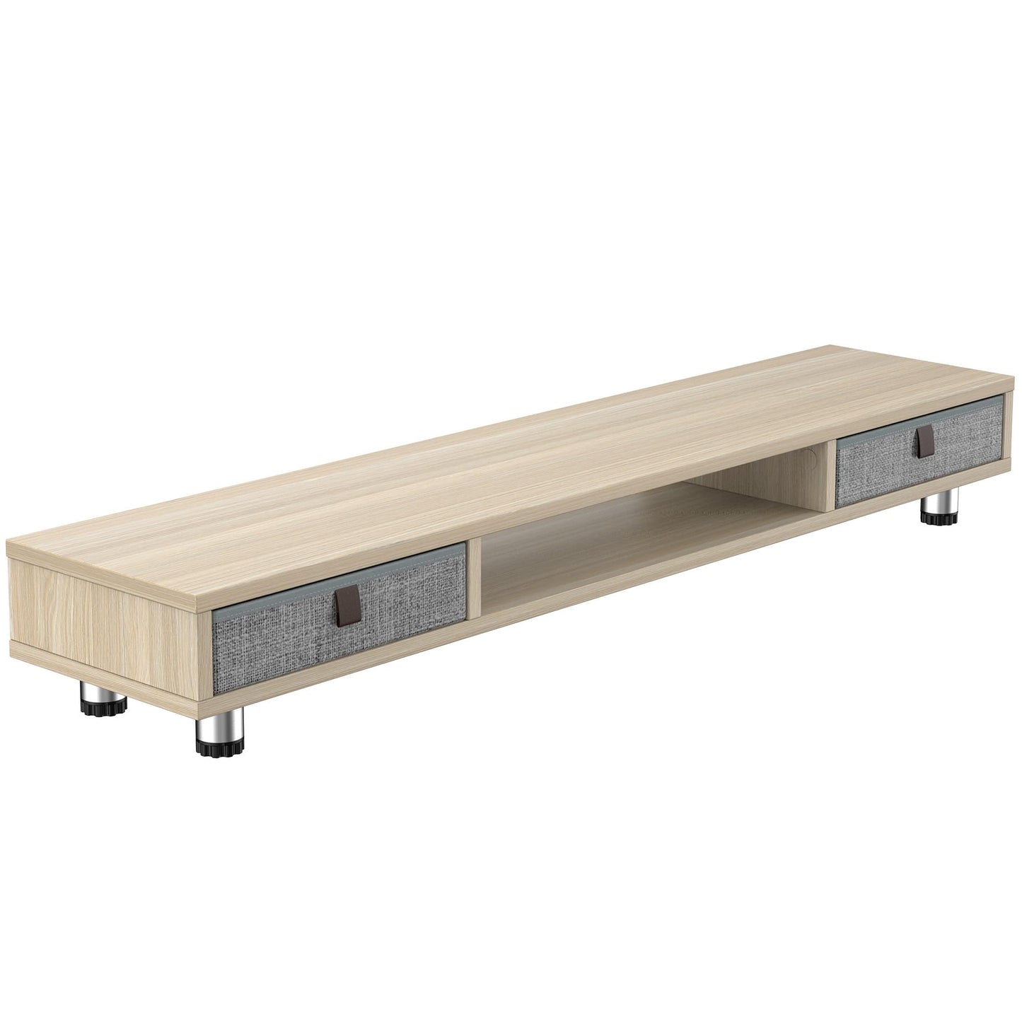 Fenge Monitor Stand, Dual Monitor Stand with 2 Drawers, Monitor Riser for 2 Monitors, Adjustable Height Computer Stand, Office Monitor Stands for Desk, Laptop, PC, TV, Printer