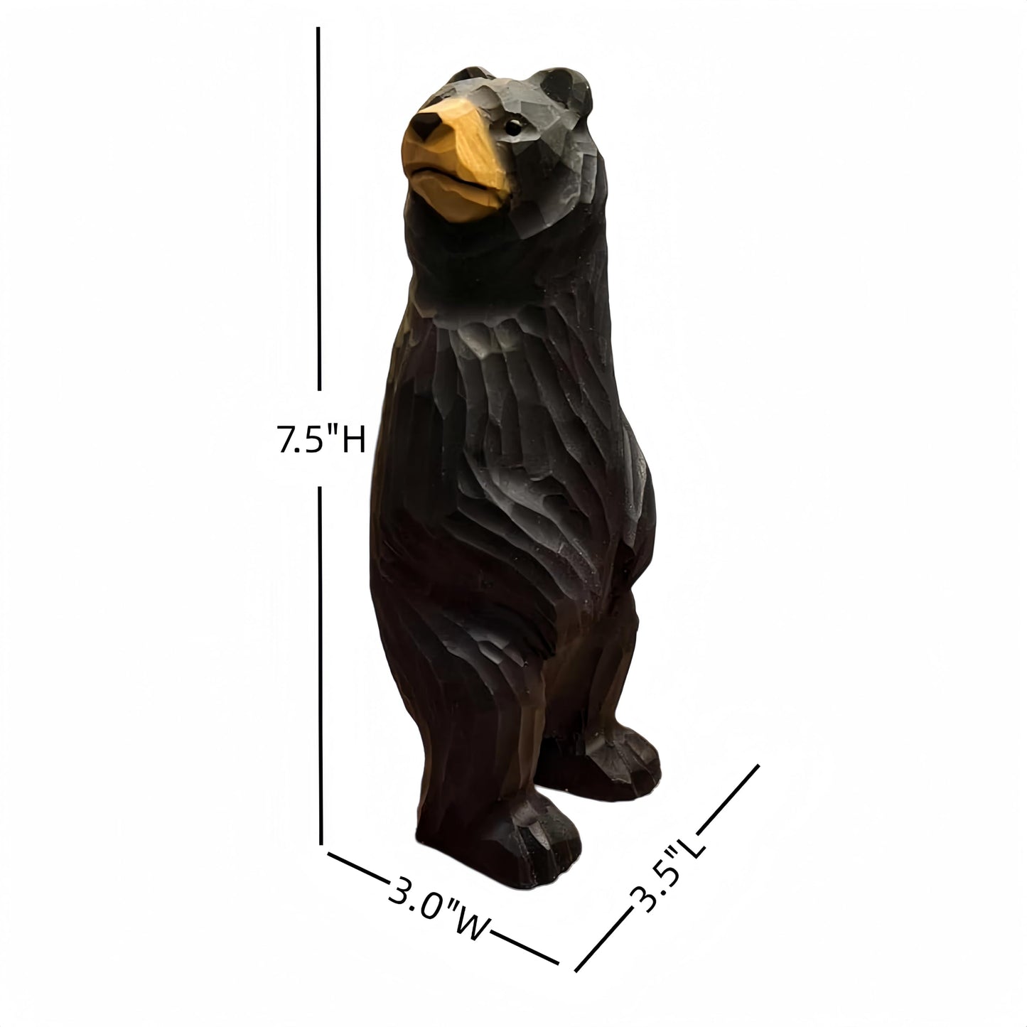 BEAULEMNA 7.5’’HHand Carved Wooden Standing Black Bear Figurine North American Black Bear Figurine for Home Decor Unique Presents and Collectibles
