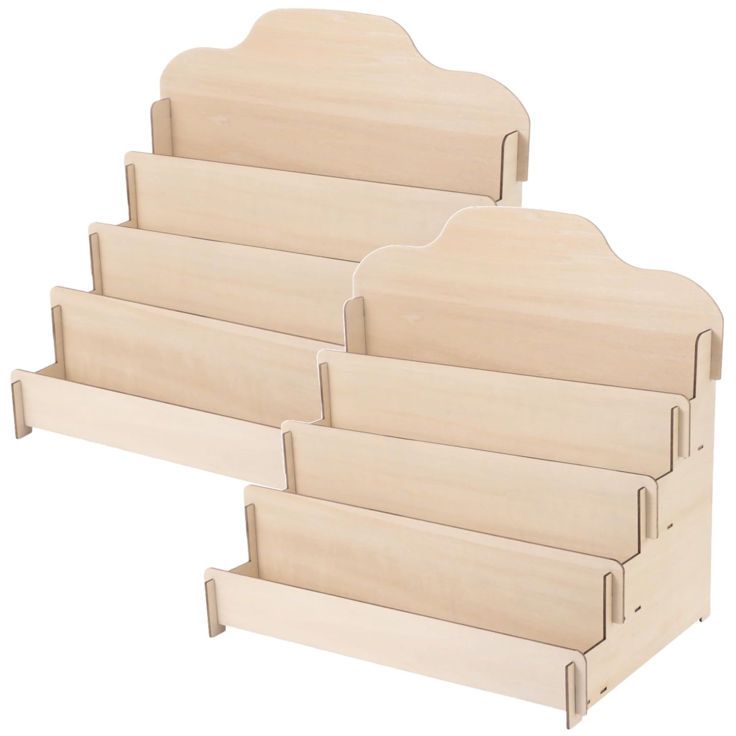 Anjetan 2 Pcs Greeting Card Display Stands, 4-Tier Wooden Ladder Racks, Large Card Holders, Sticker Organizer Stands for Postcards, Photos, Letters, Ideal for Home, Store Counter, Bookstore