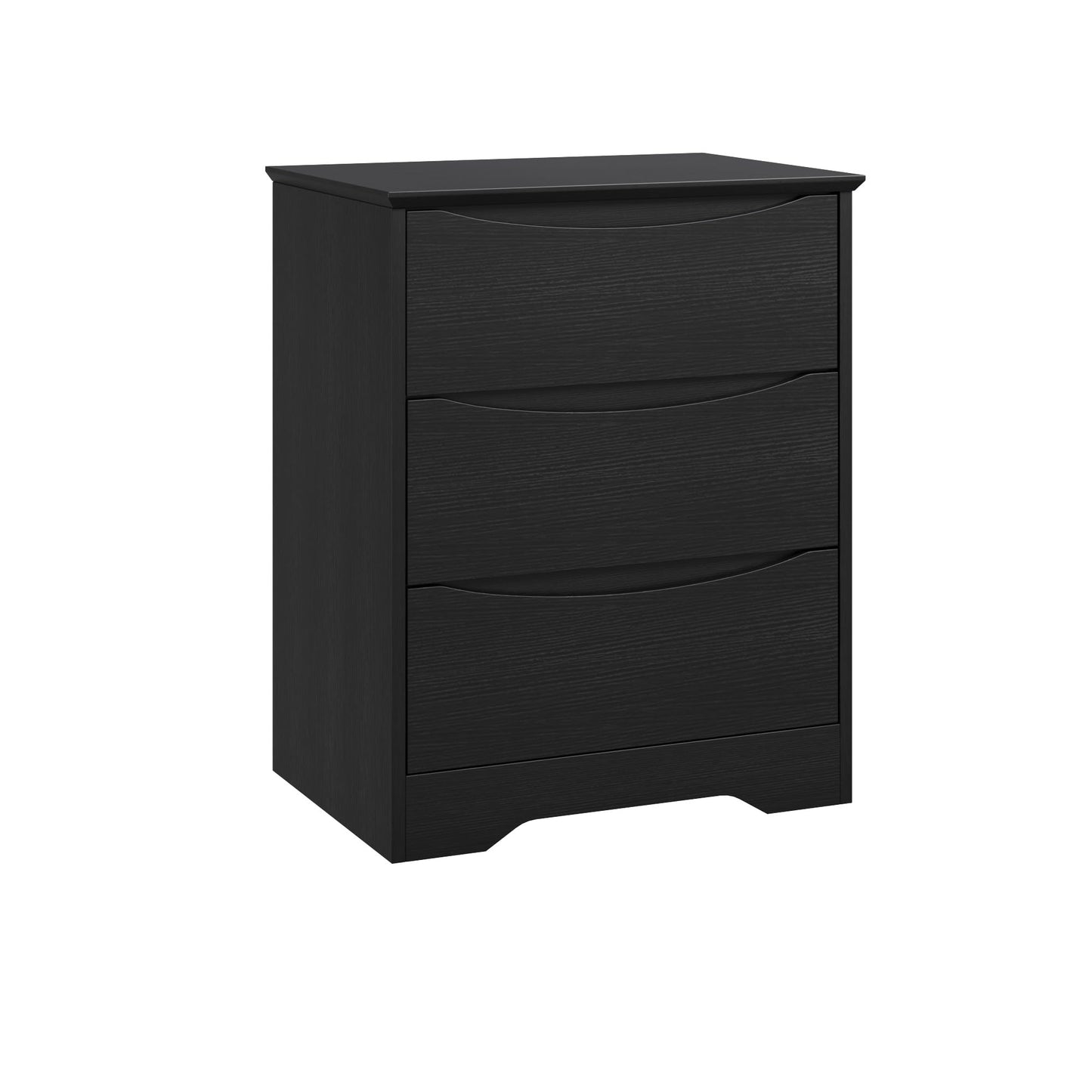 GarveeHome Wooden Dresser with 3 Drawers, Tall Modern Closet with Deep Storage, Large Chest of Drawers with Wide Top, Long Storage Dresser for Bedroom, Living Room, Hallway, Kids Room, Black