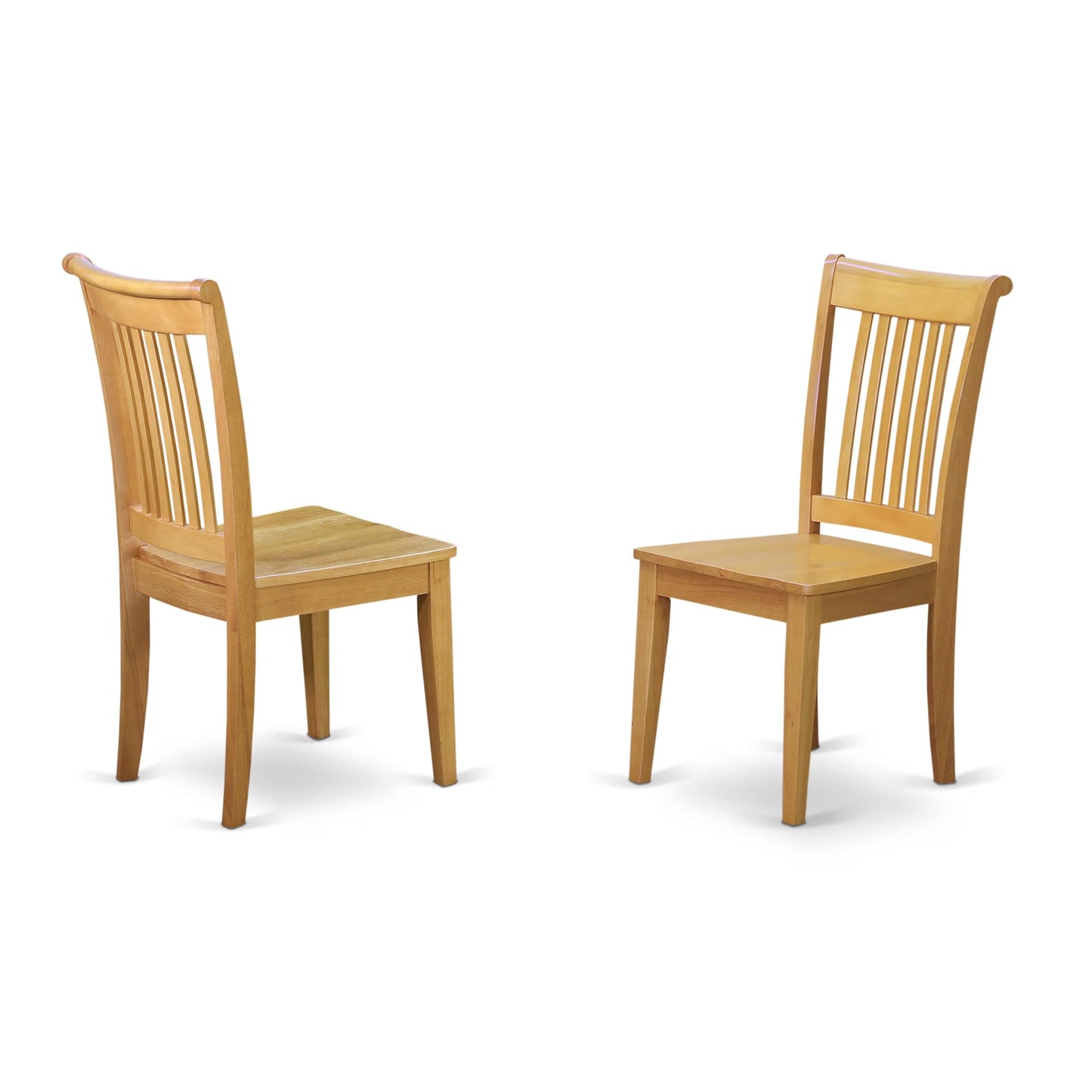 East West Furniture POC-OAK-W Portland Kitchen Dining Chairs - Slat Back Wooden Seat Chairs, Set of 2, Oak
