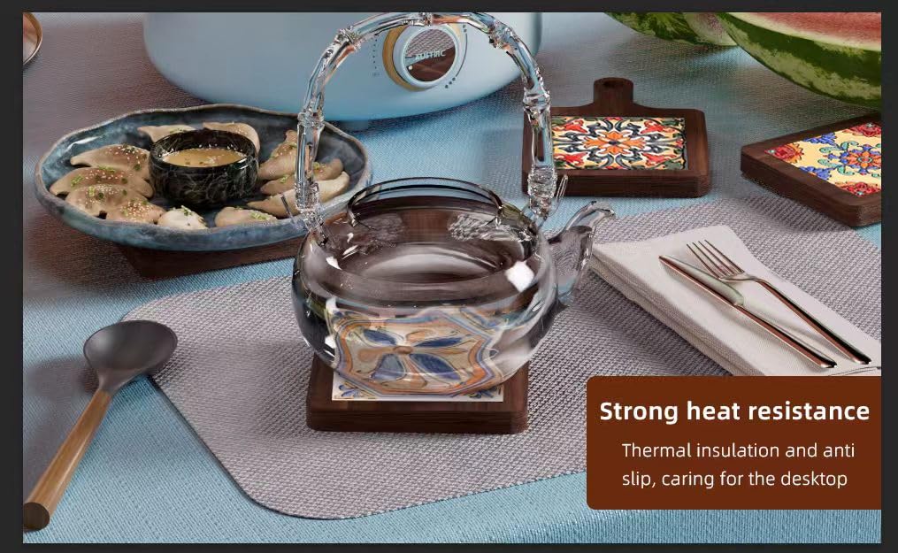 Wooden Trivets for Hot Dishes,3PCS Wooden Coasters with Organising Holder,Base is Also a Cell Phone Holder,Pot Holders for Kitchen,Trivets for Hot Pots and Pans,Hot Pad to Portect Your Countertop