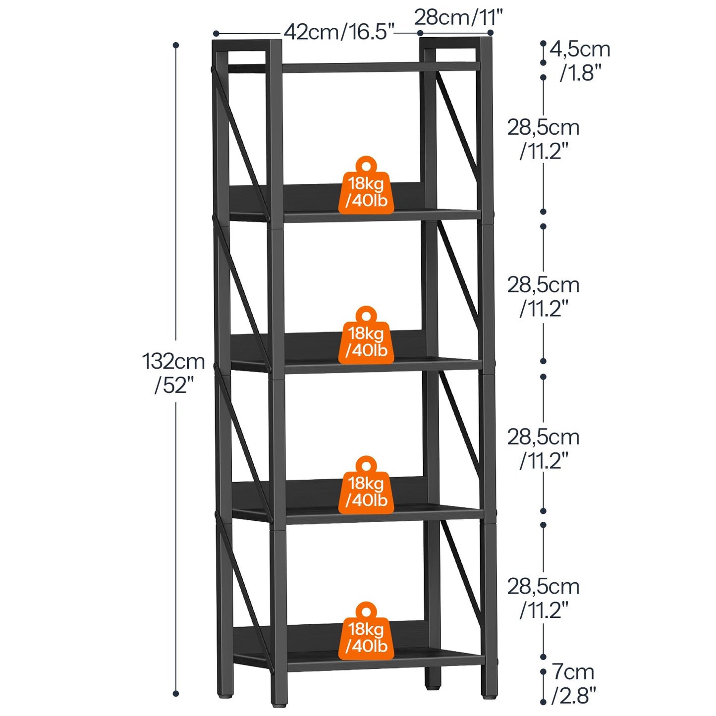 HOOBRO Literature Organizer and Bookshelf Bundle, 12 Compartments Office Mailbox with Adjustable Shelves, 5-Tier Industrial Bookcase for Home, Office, Black BK12WF01-BB73SJ01