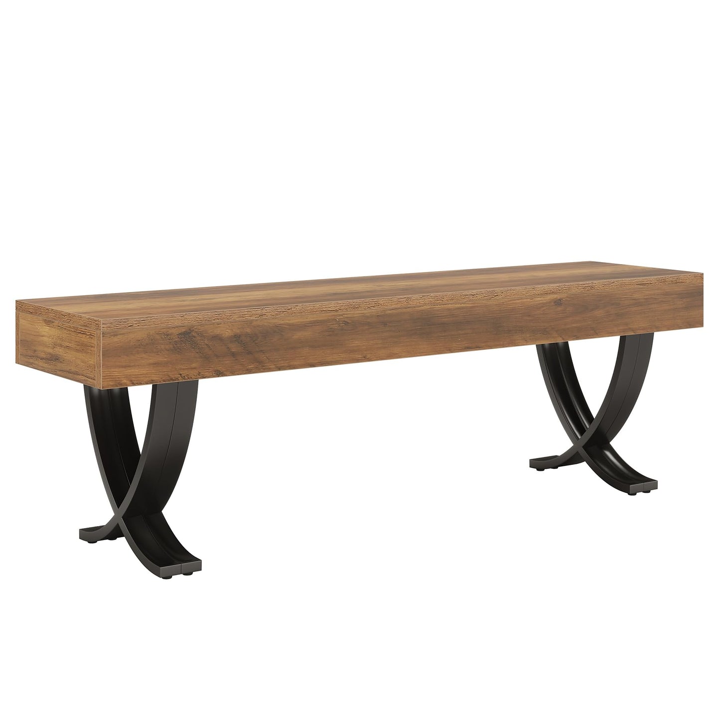 Tribesigns Entryway Shoe Bench, 55-Inch Wooden Shoe Bench with Metal X-Shaped Legs, Industrial Long End of Bed Stool with Seating for Bedroom, Living Room, Hallway, Porch