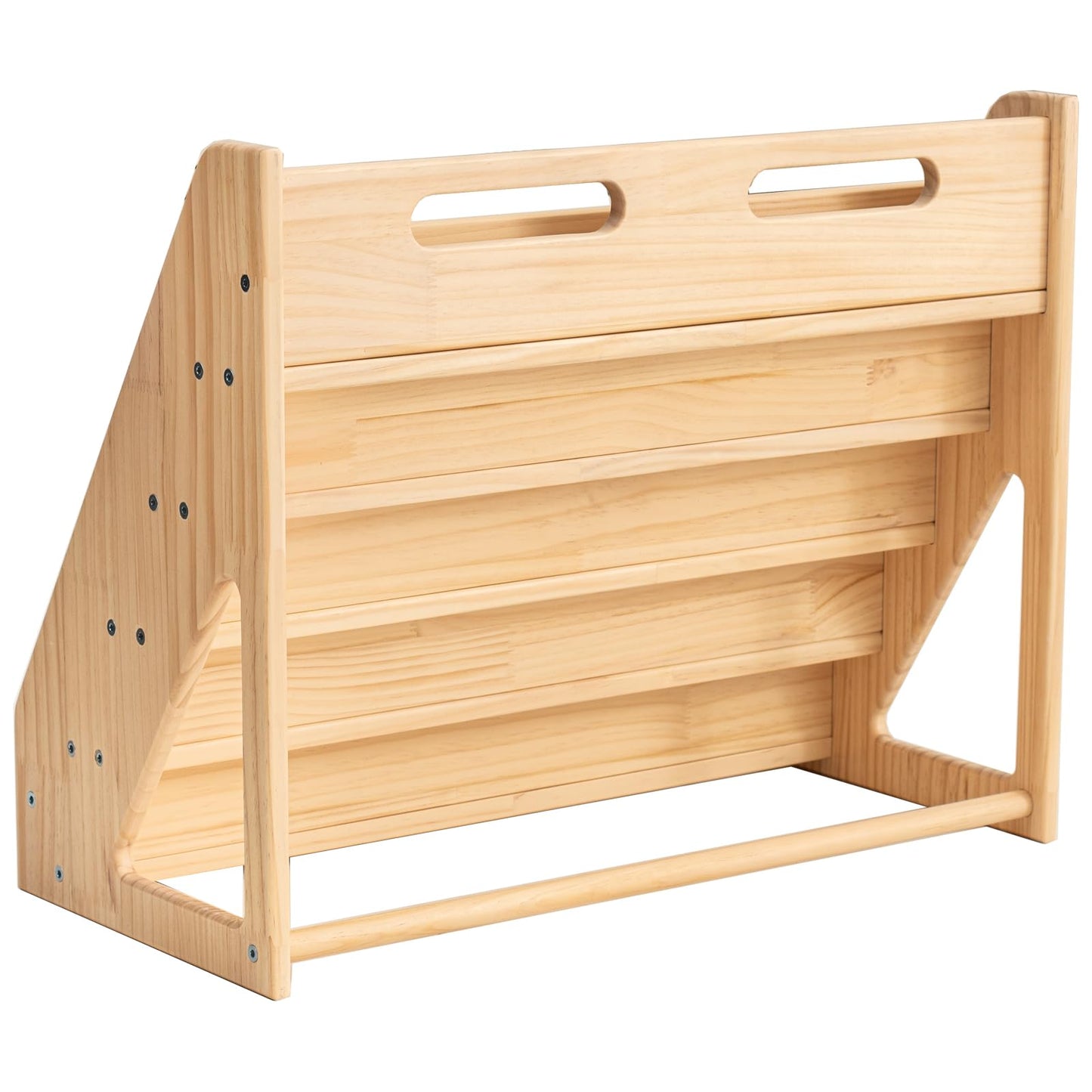 5 Tier Pine Wood Bookshelf Book Holder Wooden Kid's Book Rack Natural for Kids Room Study Room Play Room Books Magazines Storage Organizer