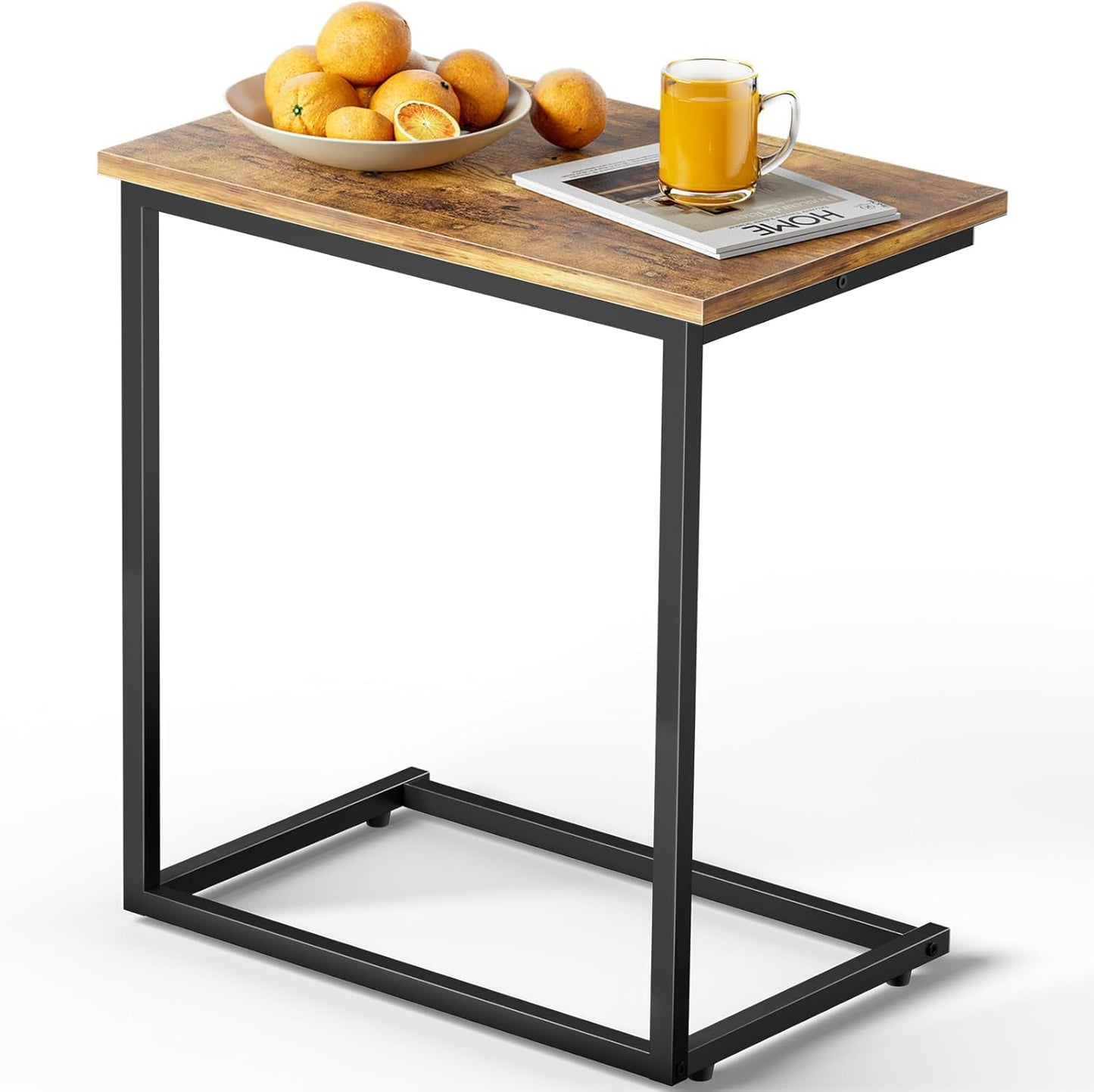 Pipishell C Shaped End Table 27 inches High, Side Table for Couch Slide Under, C Table Sofa Side End Table for Living Room