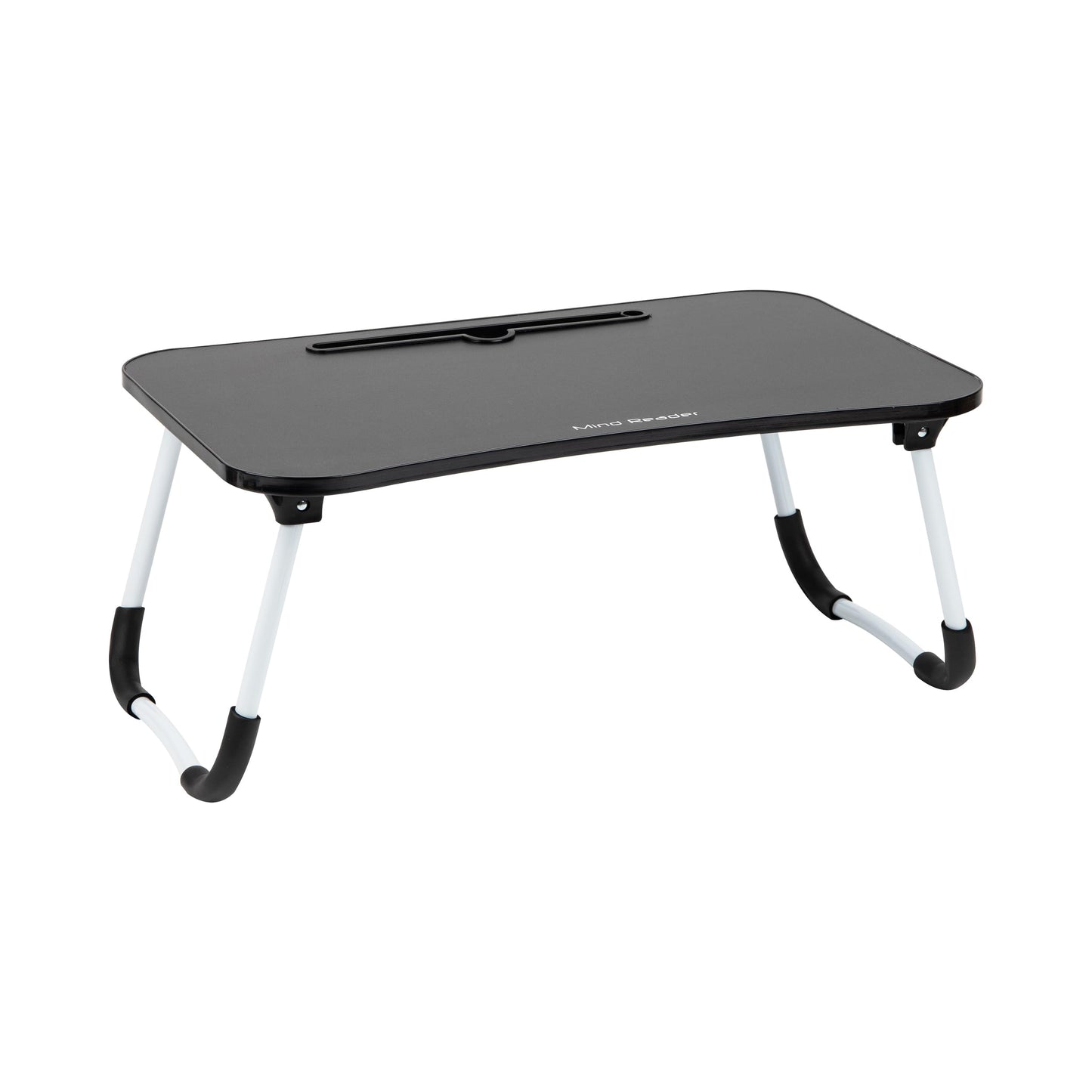 Mind Reader Lap Desk Laptop Stand with Folding Legs, Portable Bed Tray Table for Laptop, Breakfast, Reading, Crafts, MDF, Black
