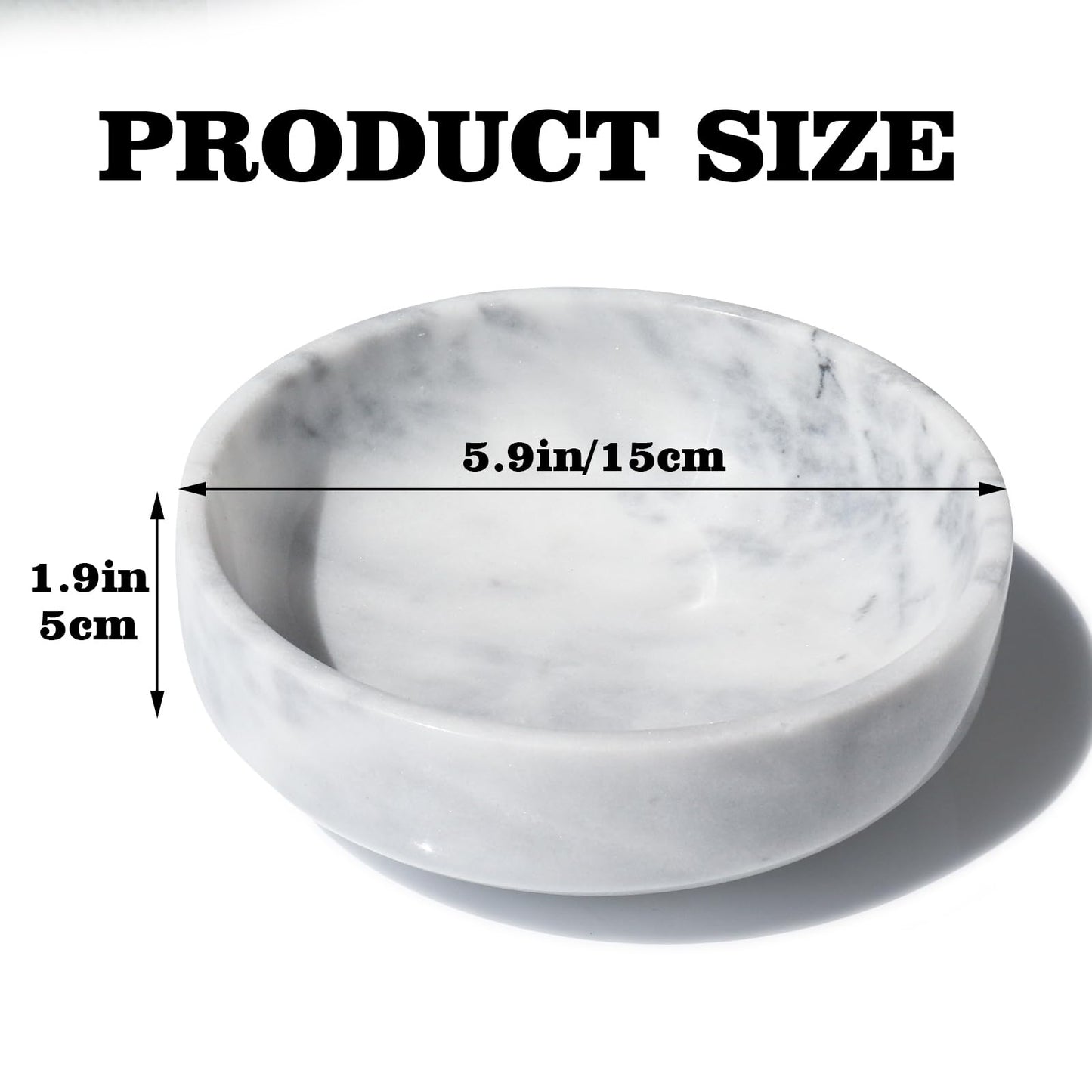 Neeenn 5.9" Natural White Marble Decorative Bowl with Non-Slip Base - Heavy Duty Modern Key Holder, Wedding Candy Dish, Office Desk Organizer for Contemporary Home Decor