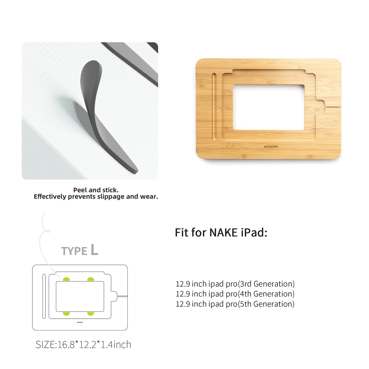 AFOOYO Wooden Tablet Drawing Stand - Portable & Adjustable 5 Angles for Laptop,Laptop Stand Riser,Compatible with 12.9/13 inch iPad Pro(3rd-6th Gen)