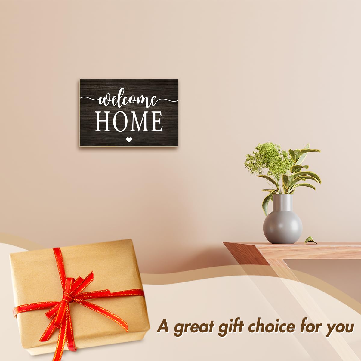 Welcome Sign Wooden Signs Housewarming Gifts For Home Decor, Entryway Sign Wall Art Wooden Plaque Desk Sign With Stand Table Decoration for Women Family -11