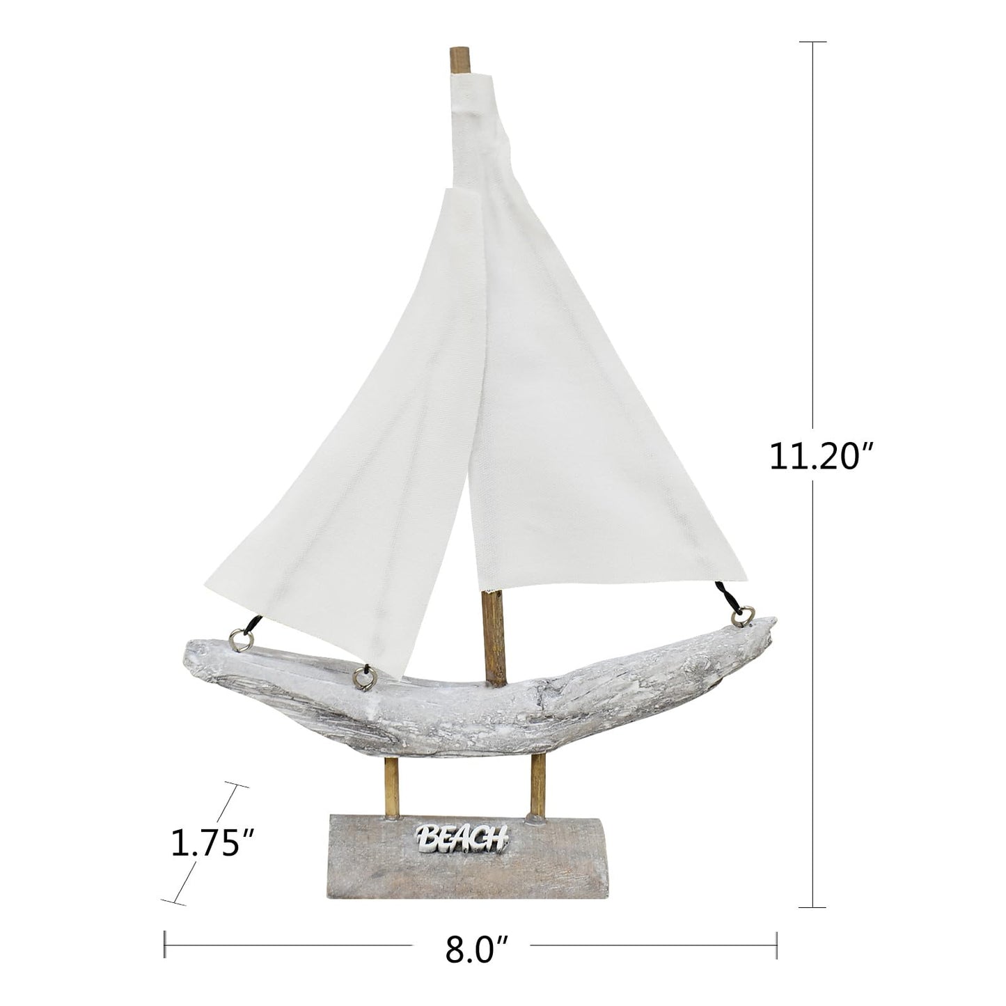 Aecipl Wooden Sailboat Nautical Sail Boat Decor Coastal Tabletop Centerpiece Home Shelf Decoration Beach Themed Statue Ornaments for Bathroom Room Bedroom (B)