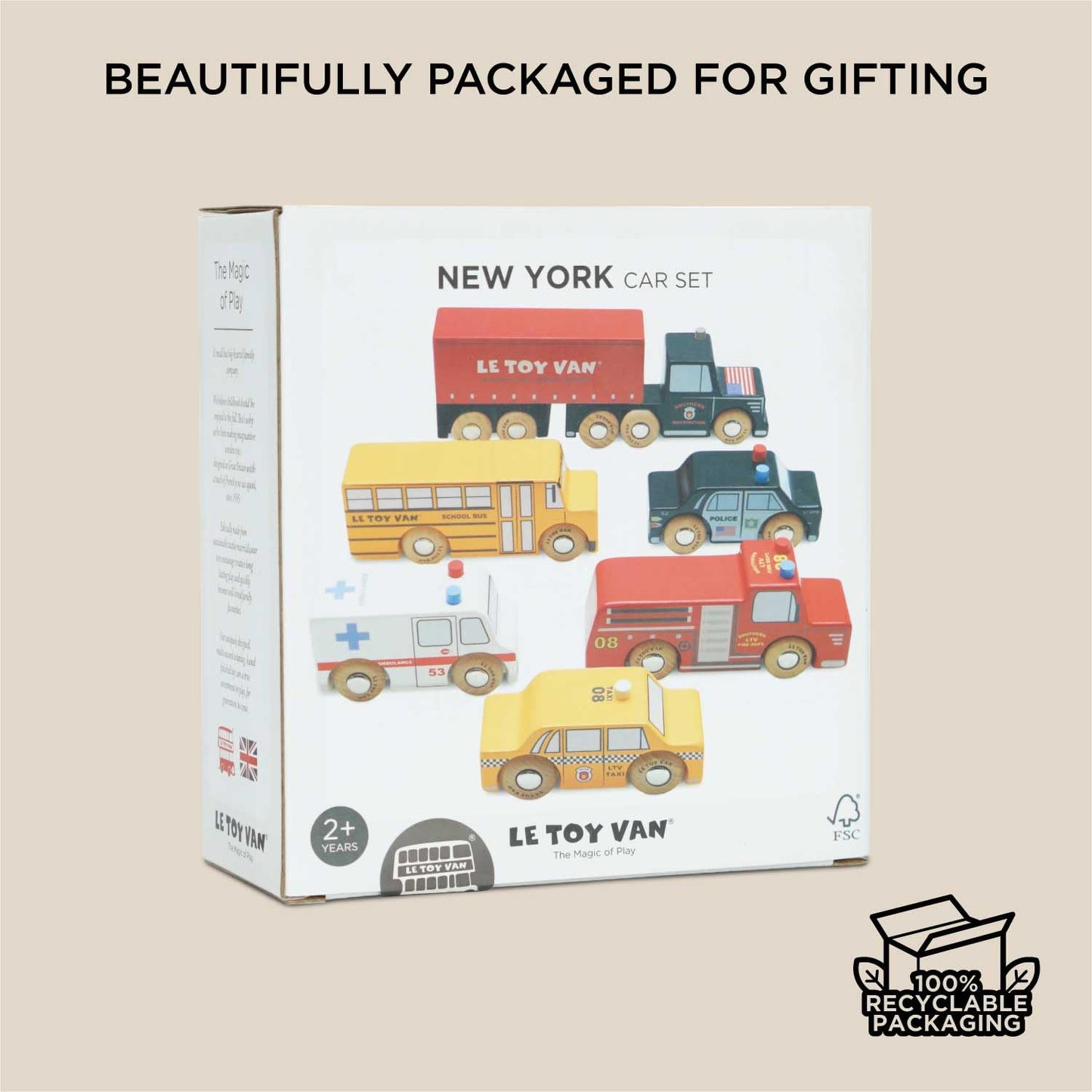 Le Toy Van New York Car Set Premium Wooden Toys for Kids Ages 3 Years & Up