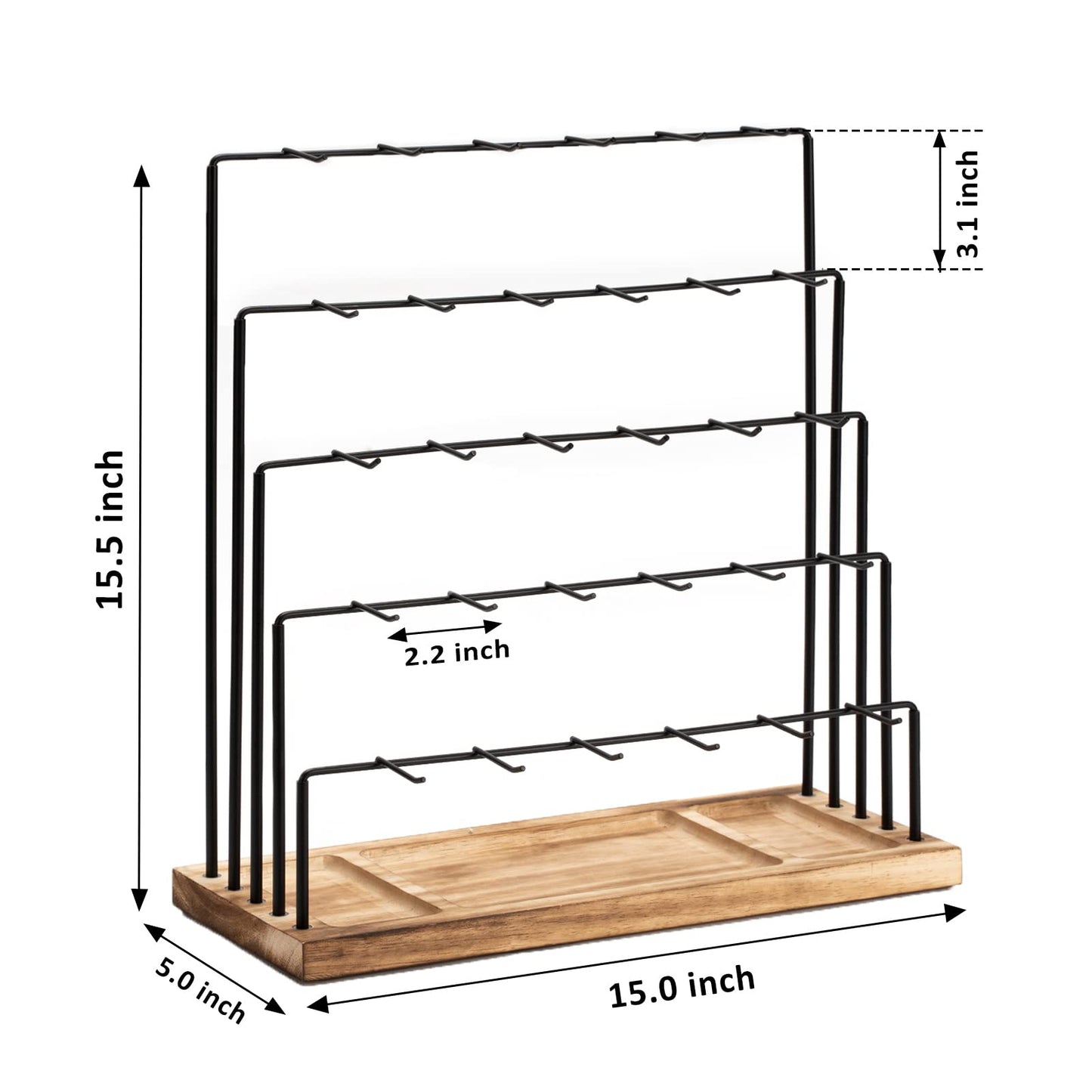 DGWJSU Earring Display Stands for Selling, Earring Rack Display Holder Stand, Jewelry Display for Selling Earring Cards, Bracelets, Hair Accessories, Rings, Necklaces (Rustic Brown, Common Size)