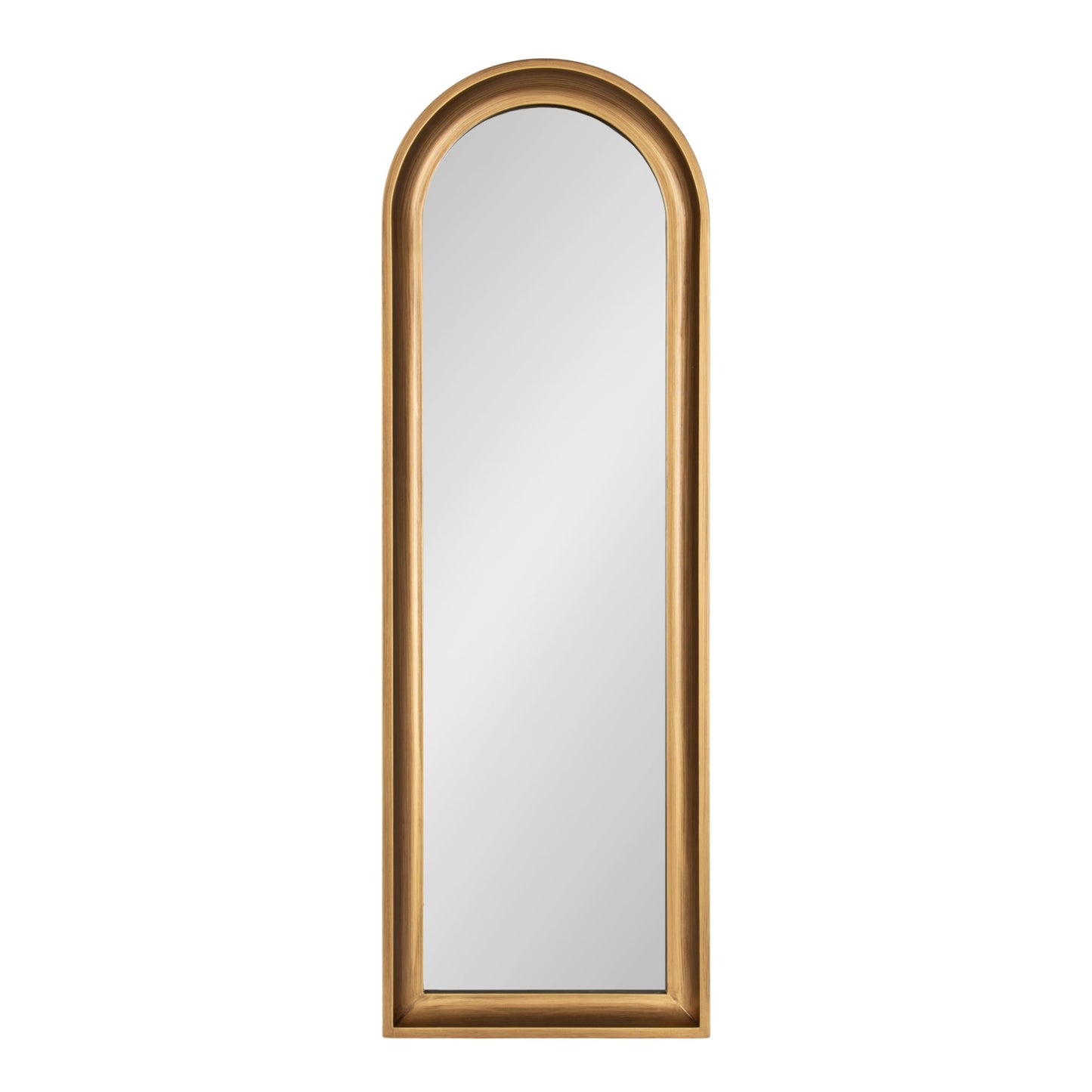 Kate and Laurel Hatherleigh Modern Slim Arched Panel Wall Mirror, 12 x 36, Gold, Transitional Narrow Wooden Arch Mirror for Use as Versatile Bedroom or Entryway Wall Decor