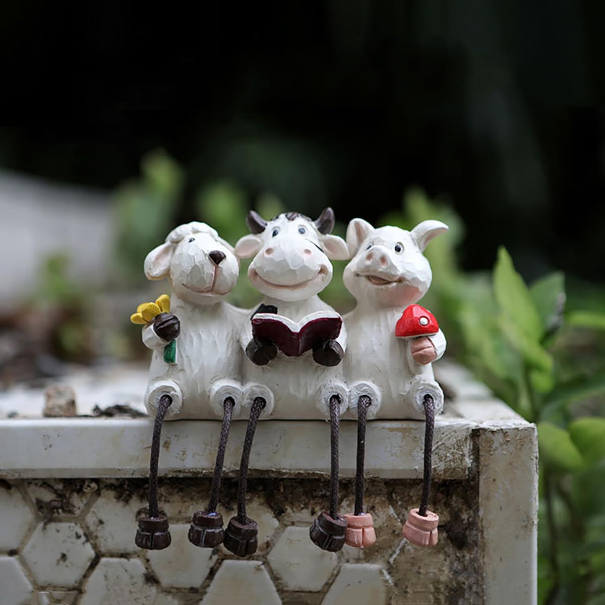 Semeid Cute Farm Animal Shelf Sitters with Dangling Legs