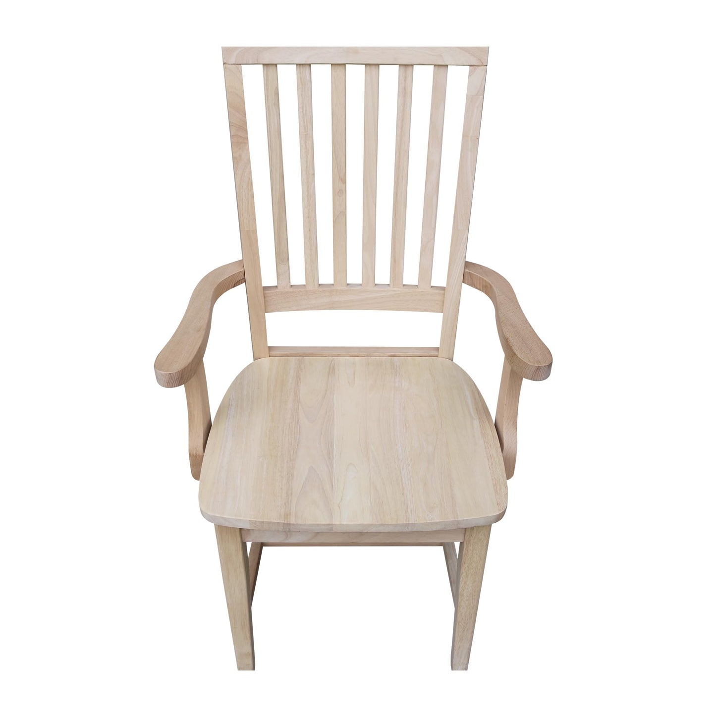 International Concepts Mission Side Chair with Arms, Solid Parawood, Unfinished