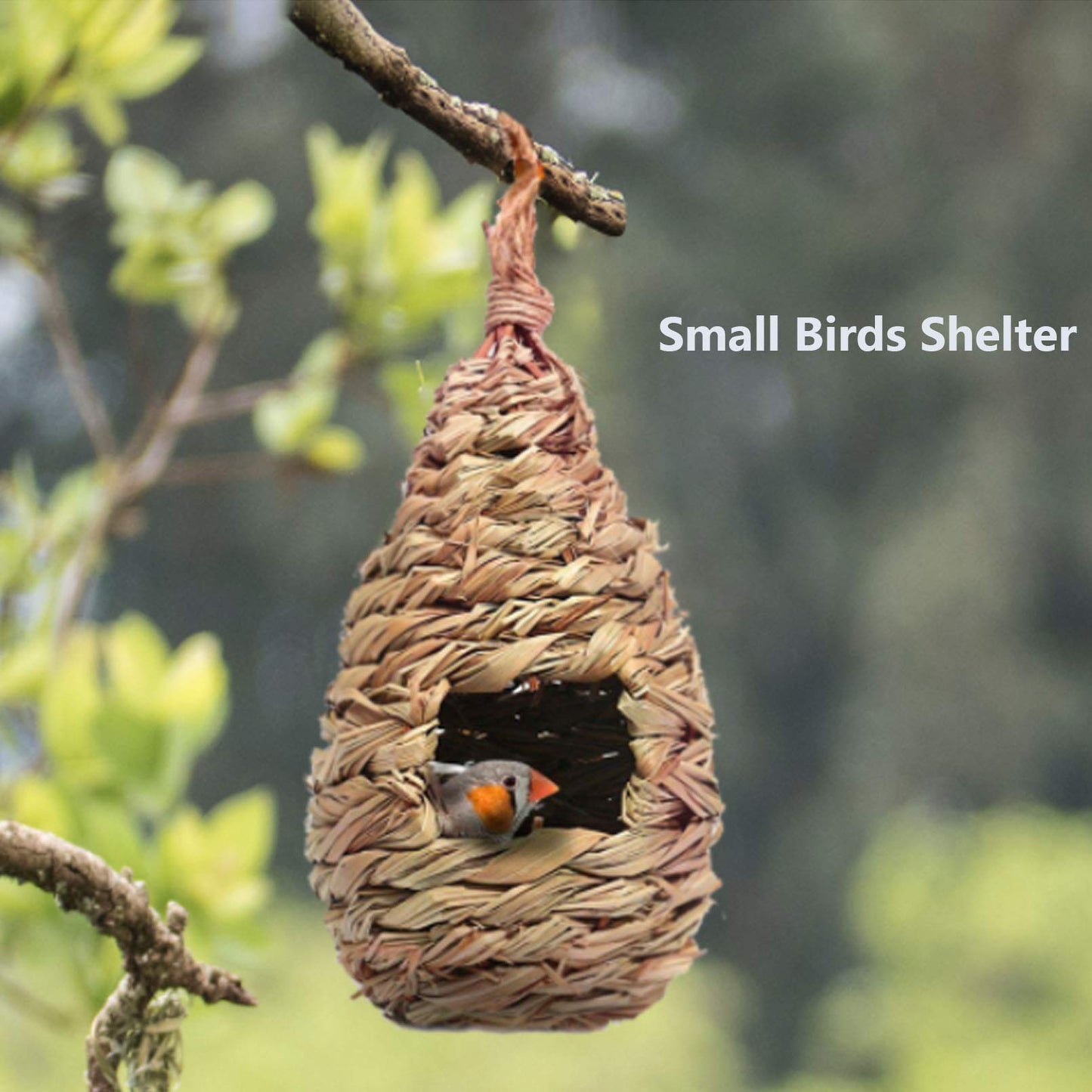 Hamiledyi Humming Bird Houses Nest, Hand Woven Wooden Vintage Chickadee Finch Hut Outdoor Hanging Natural Grass Birdhouse Nest for Canary Finches Robin Wren- Set of 3