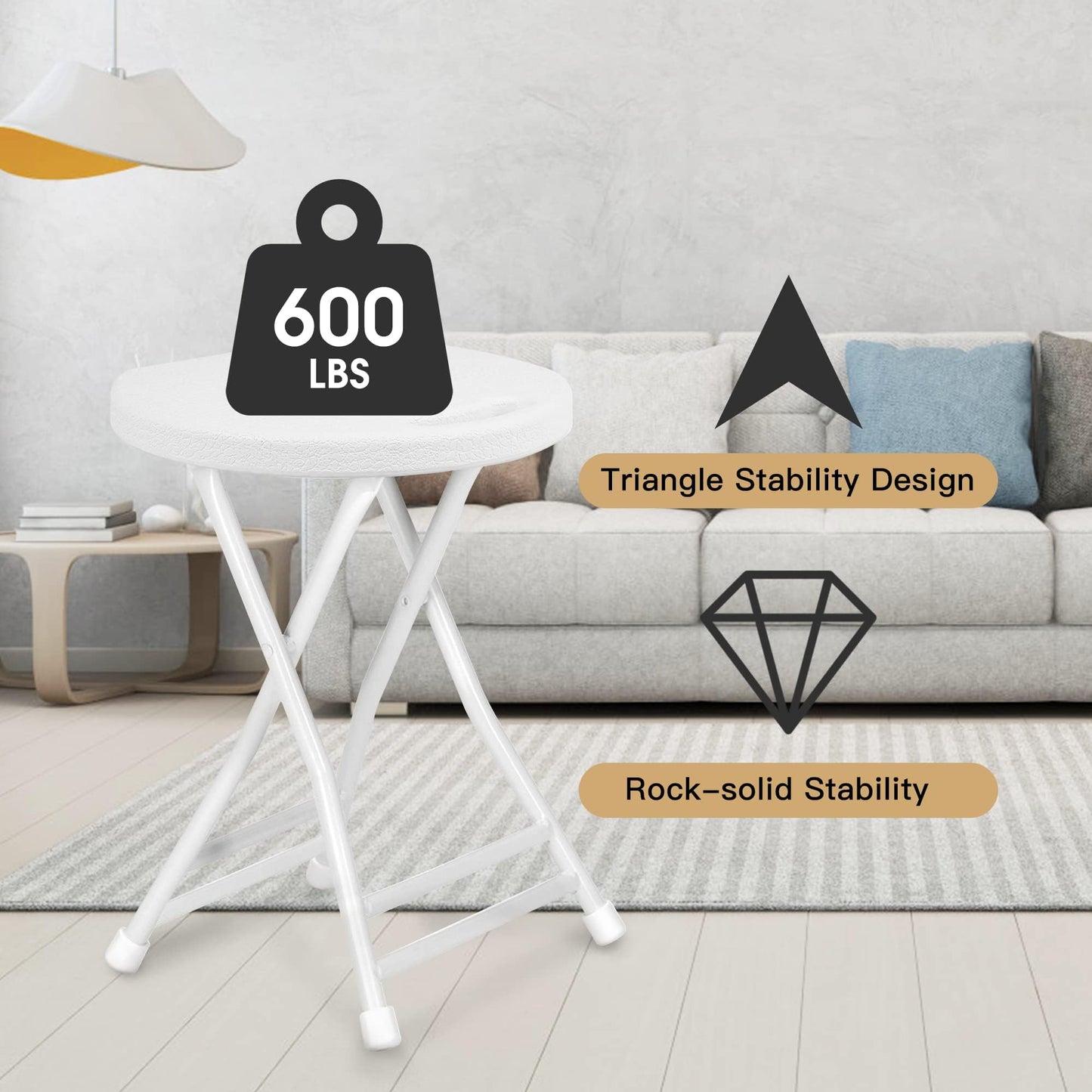 COOZMENT Folding Stool with Handle, Folding Chair,Folding Bar Stool with Non-Slip Feet,Indoor and Outdoor Foldable Stool for Adults(13"×11.5"×18")