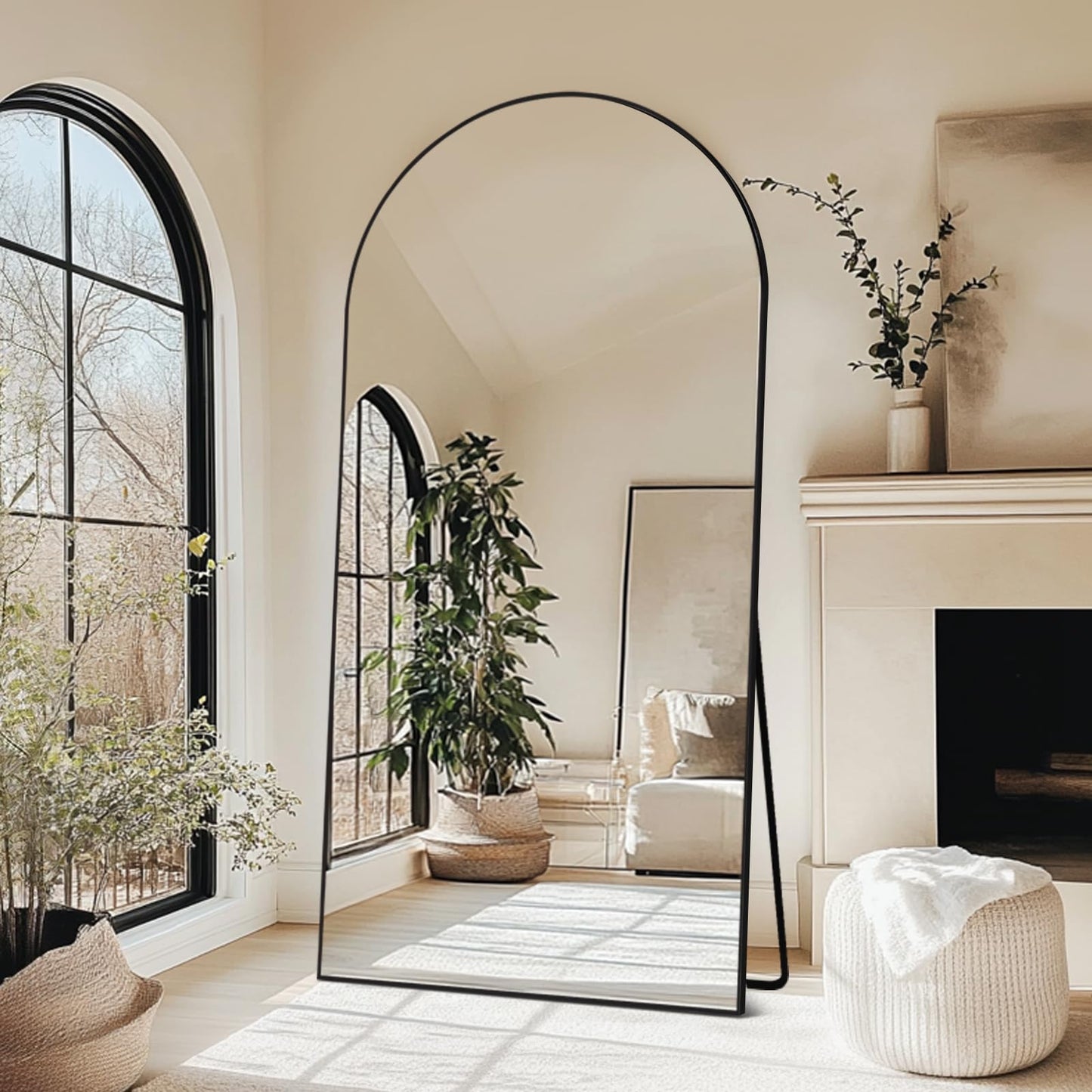 ABSWHLM Oversized Full Length Mirror 78x38 Inch - Wall Mounted or Standing Floor Mirror with Aluminum Alloy Frame, Shatterproof Tempered Glass - Modern Mirror for Bedroom, Living Room, Closet, Black