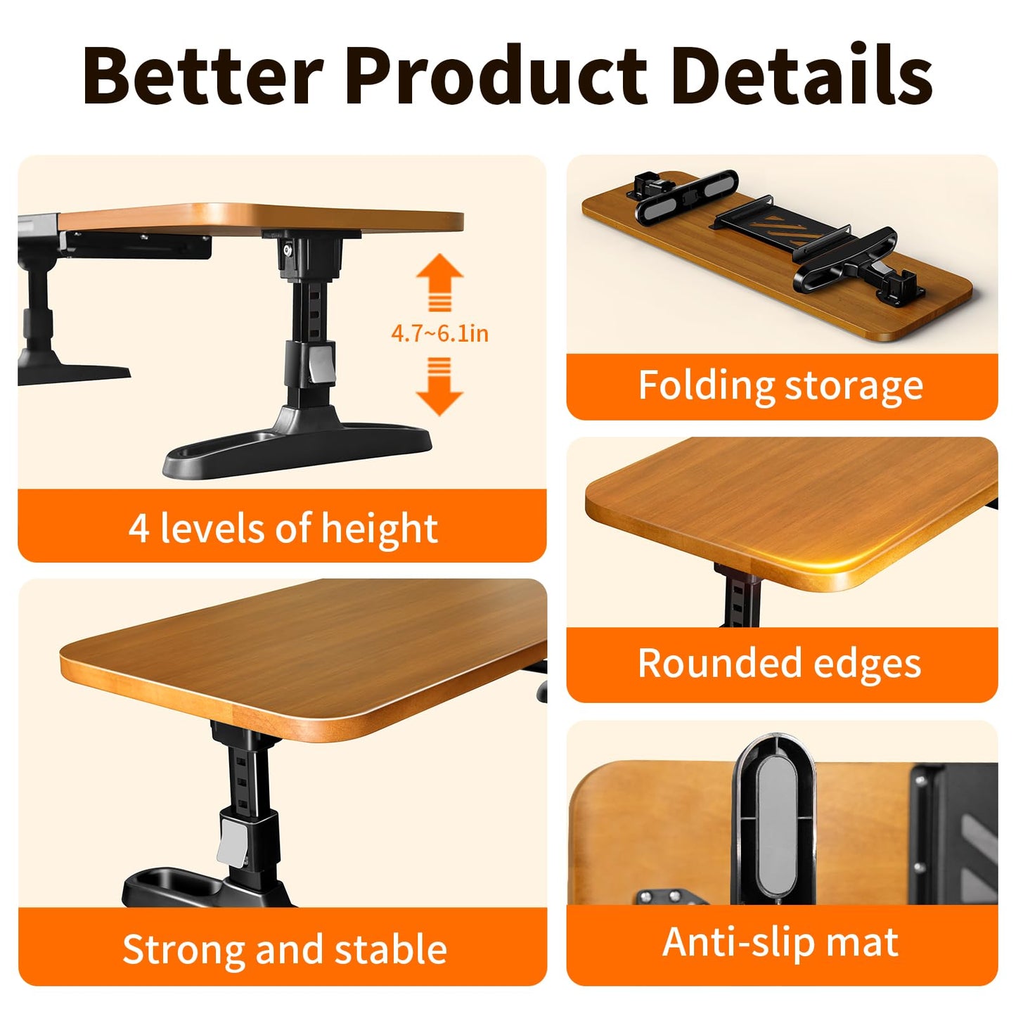 NIFBANG Wooden Monitor Stand Riser for Desk,Adjustable Height Monitor Shelf Riser with Phone Holder,Desk Storage Organizer Accessories,Wood Computer Screen Stands for Office,Home,Laptop,Printer,TV