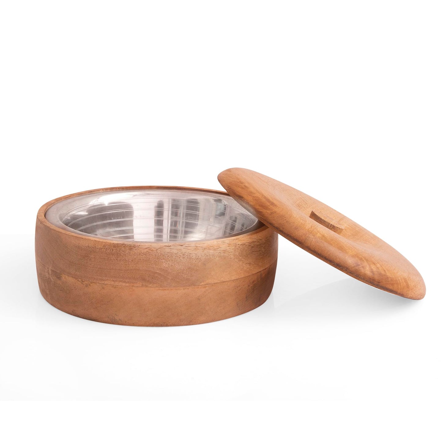 Handcrafted Wooden Mexican Tortilla Warmer Basket Indian Chapati Roti Bread Holder Box Pancake Keeper Serveware Hot Pot Casserole Dish With Lid Home Kitchen Dining Decor, Natural Brown, 9 x 3 Inches