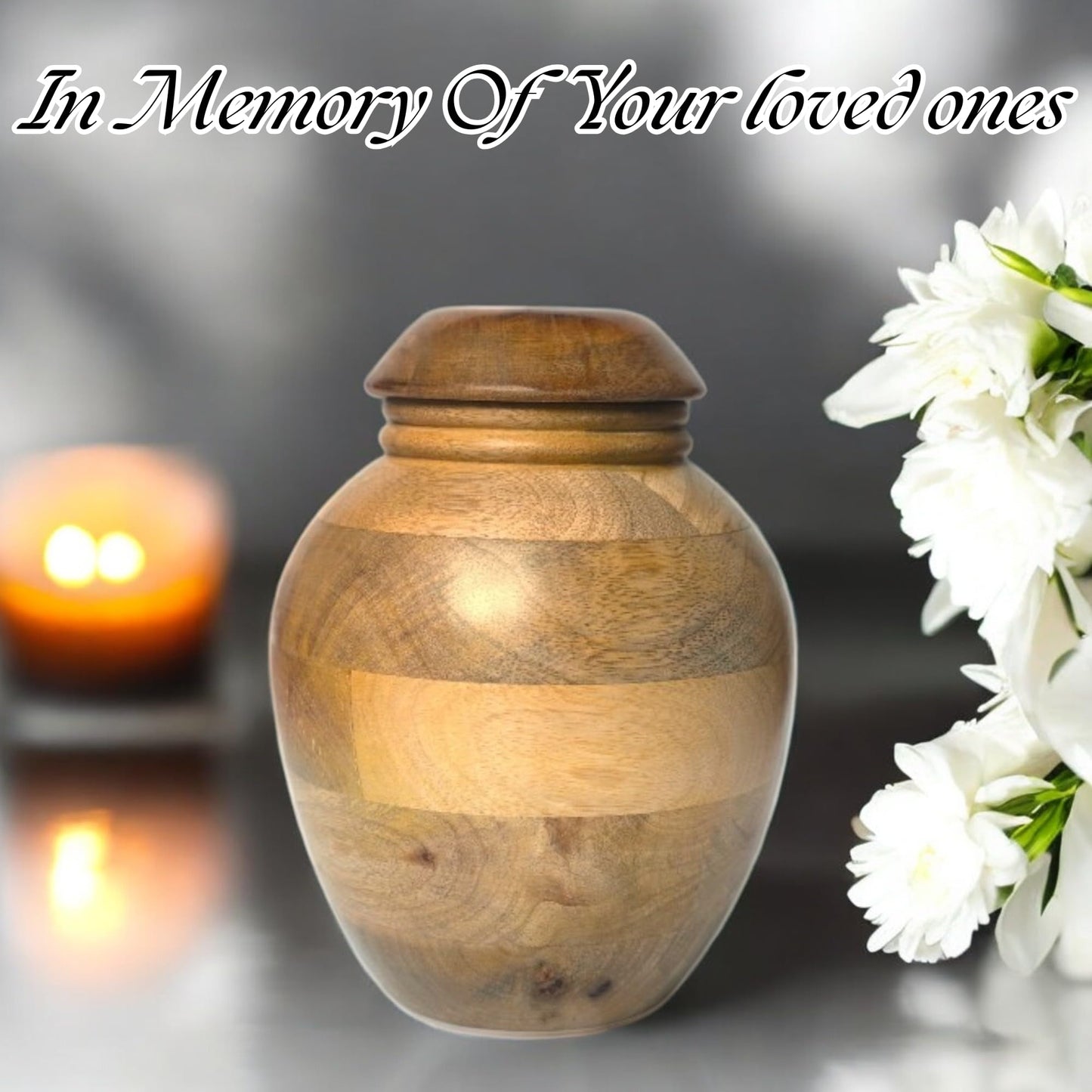 INDISCH DECOR Plant Urn for Adult Human Ashes Cremation Wooden Urn Suitable for Adult Men and Women - Decorative Funeral Urn planter with ceremic pot (Natural Brown)