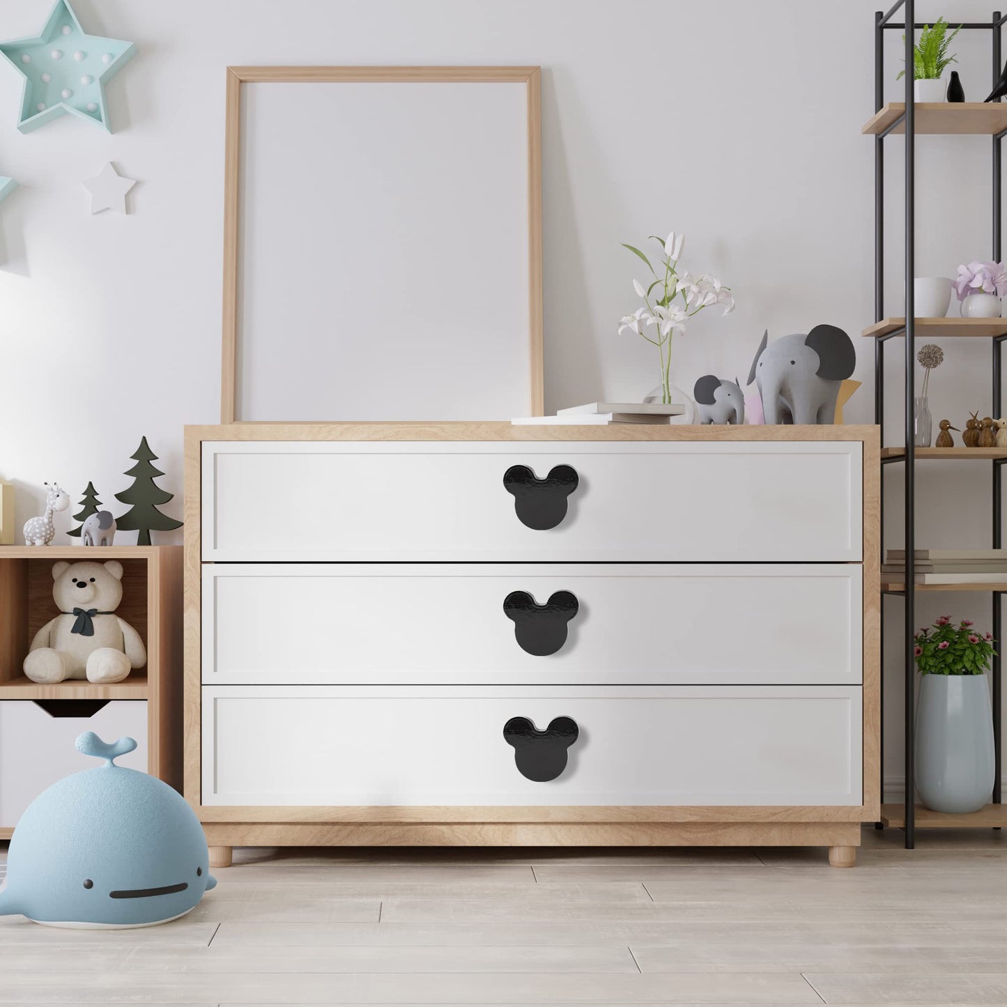 Waifairphy Wooden Mouse Cabinet Knobs with 2 Different Size Screws for Dresser Drawers,Wood Dresser Knobs for Kids Bedroom and Bathroom Decor,Kids Drawer pulls 6 Pack,Nursery Dresser knobs for Kids