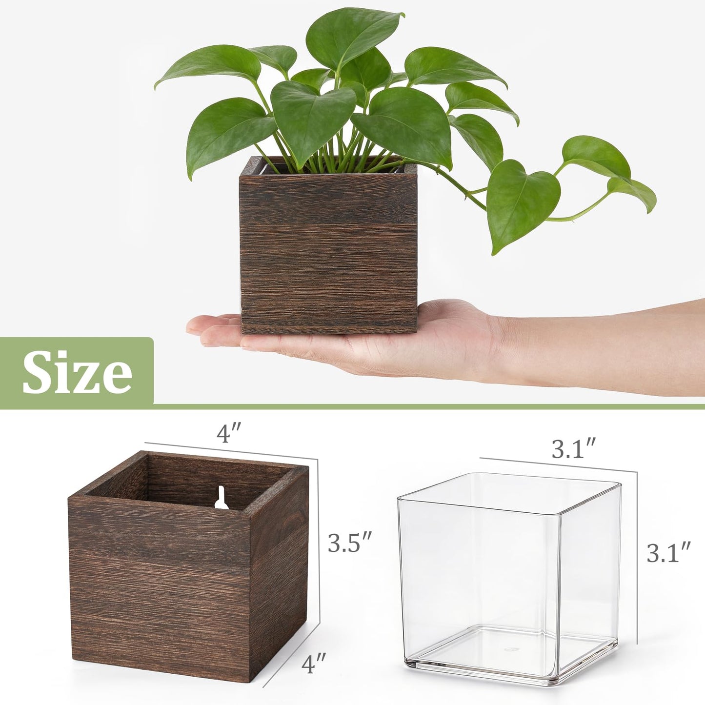 Dahey Hanging Artificial Plant Eucalyptus Wall Decor and 3 Pack Wood Wall Hanging Planter Boxes for Rustic Farmhouse Living Dining Room Bathroom Bedroom Kitchen Garden Home Decor